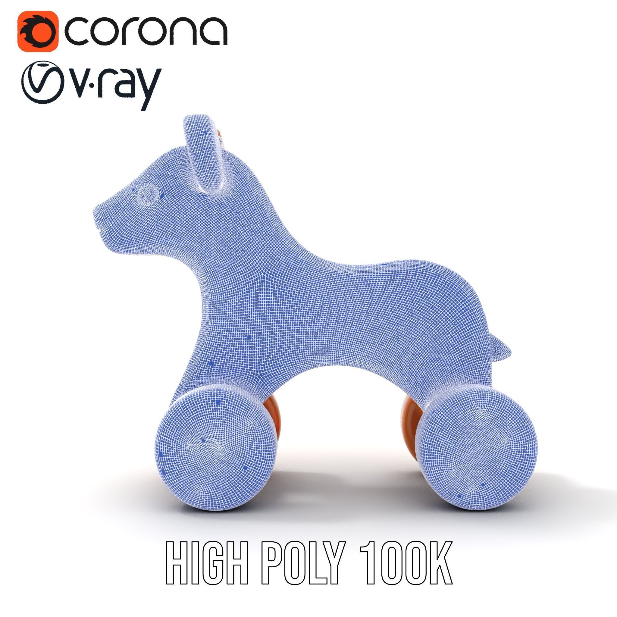 Wooden Animal Toy on Wheels D Model Pack Texture_34