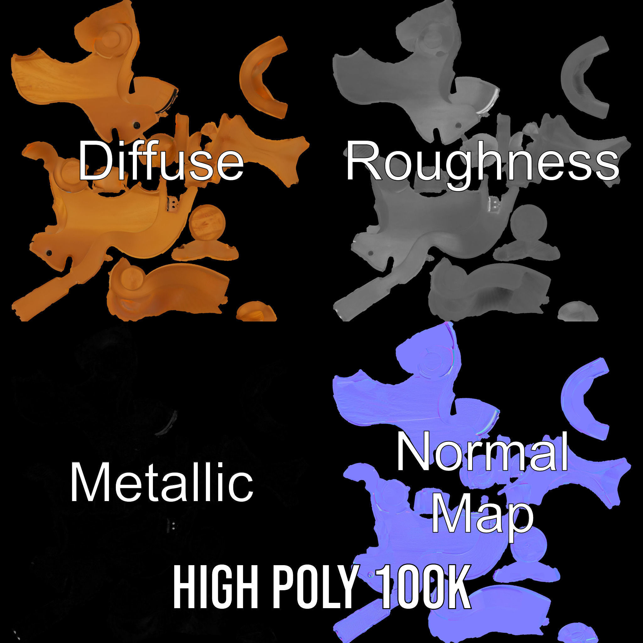 Wooden Animal Toy on Wheels D Model Pack Texture_3