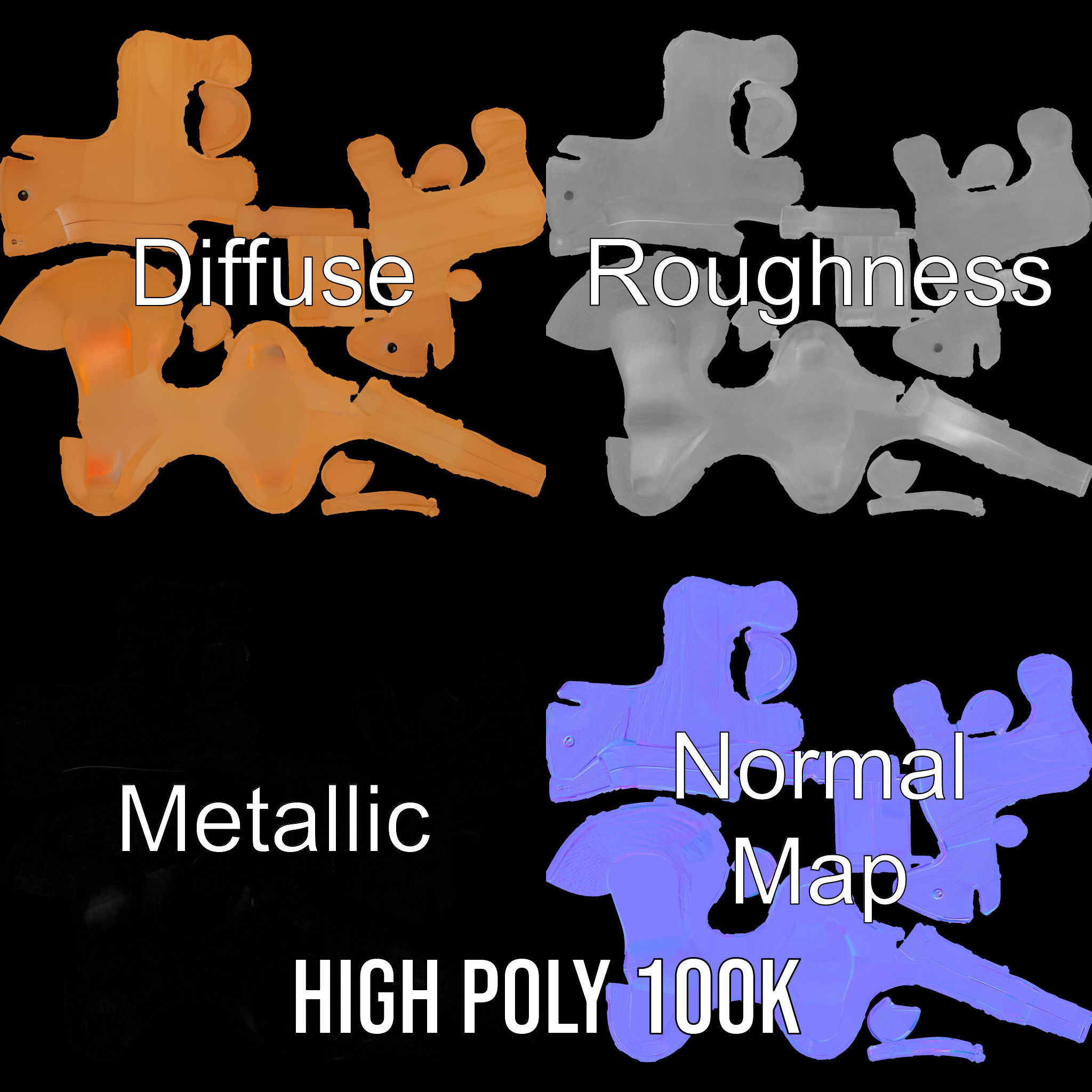 Wooden Animal Toy Model Pack for Rendering and Game Development Low-poly 3D model_3