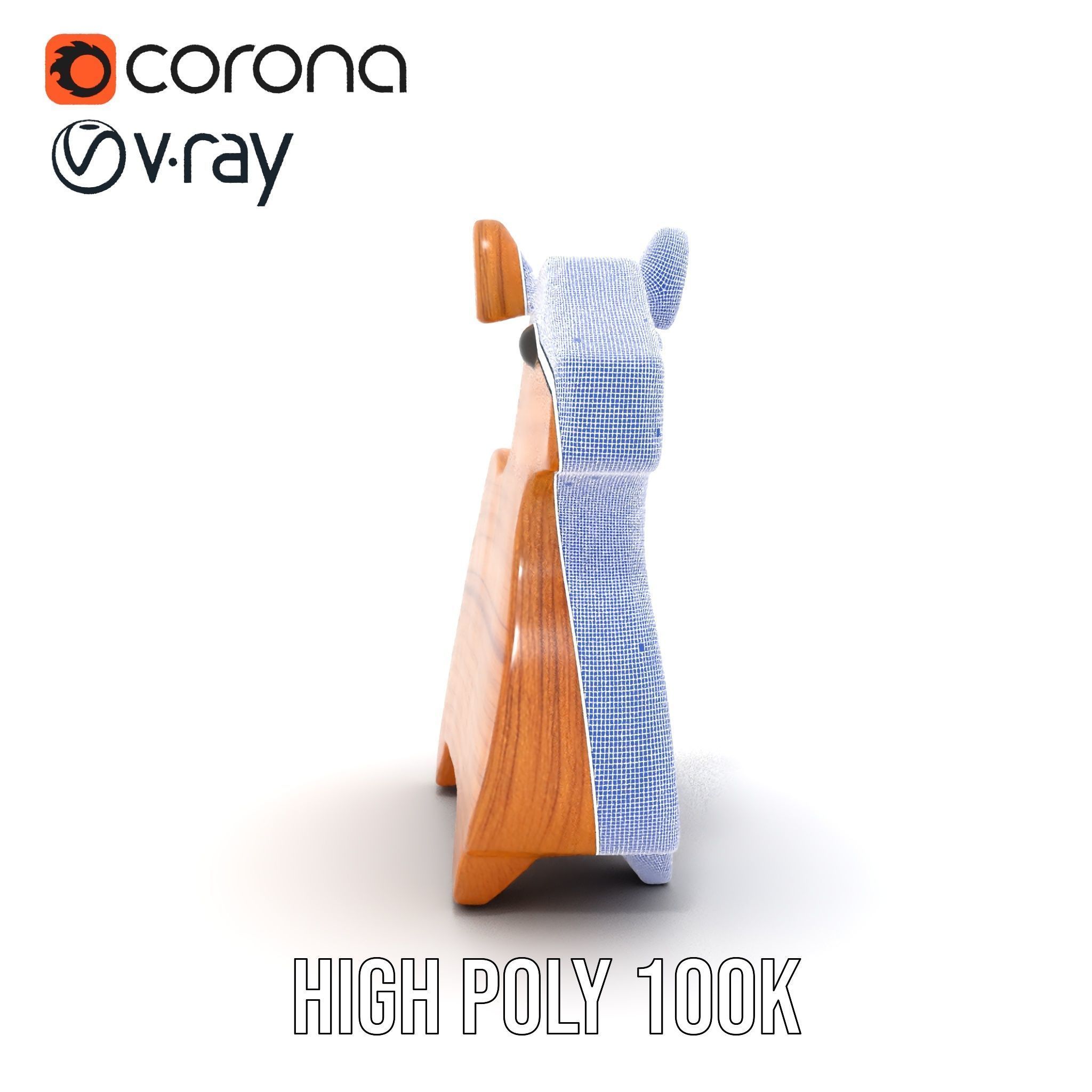 Wooden Animal Figure model pack Low-poly 3D model_31