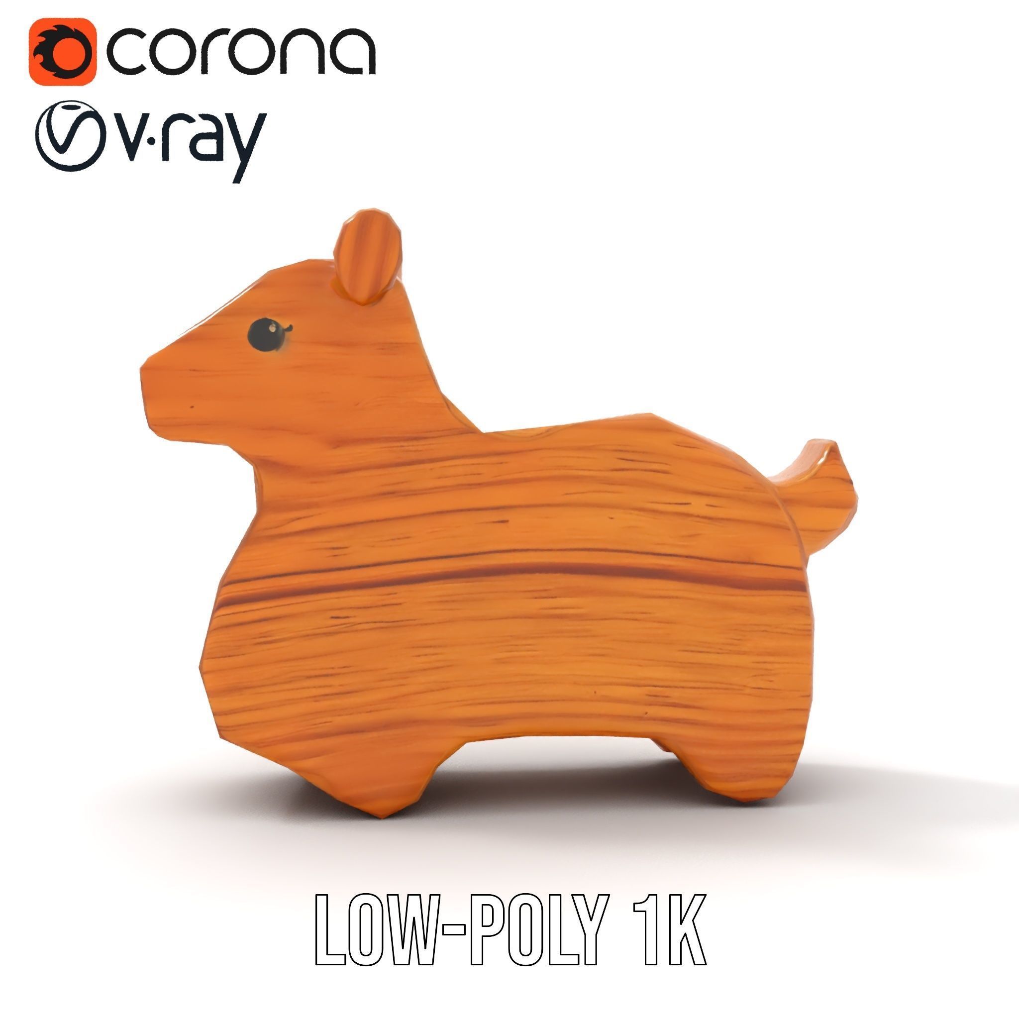 Wooden Animal Figure model pack Low-poly 3D model_17