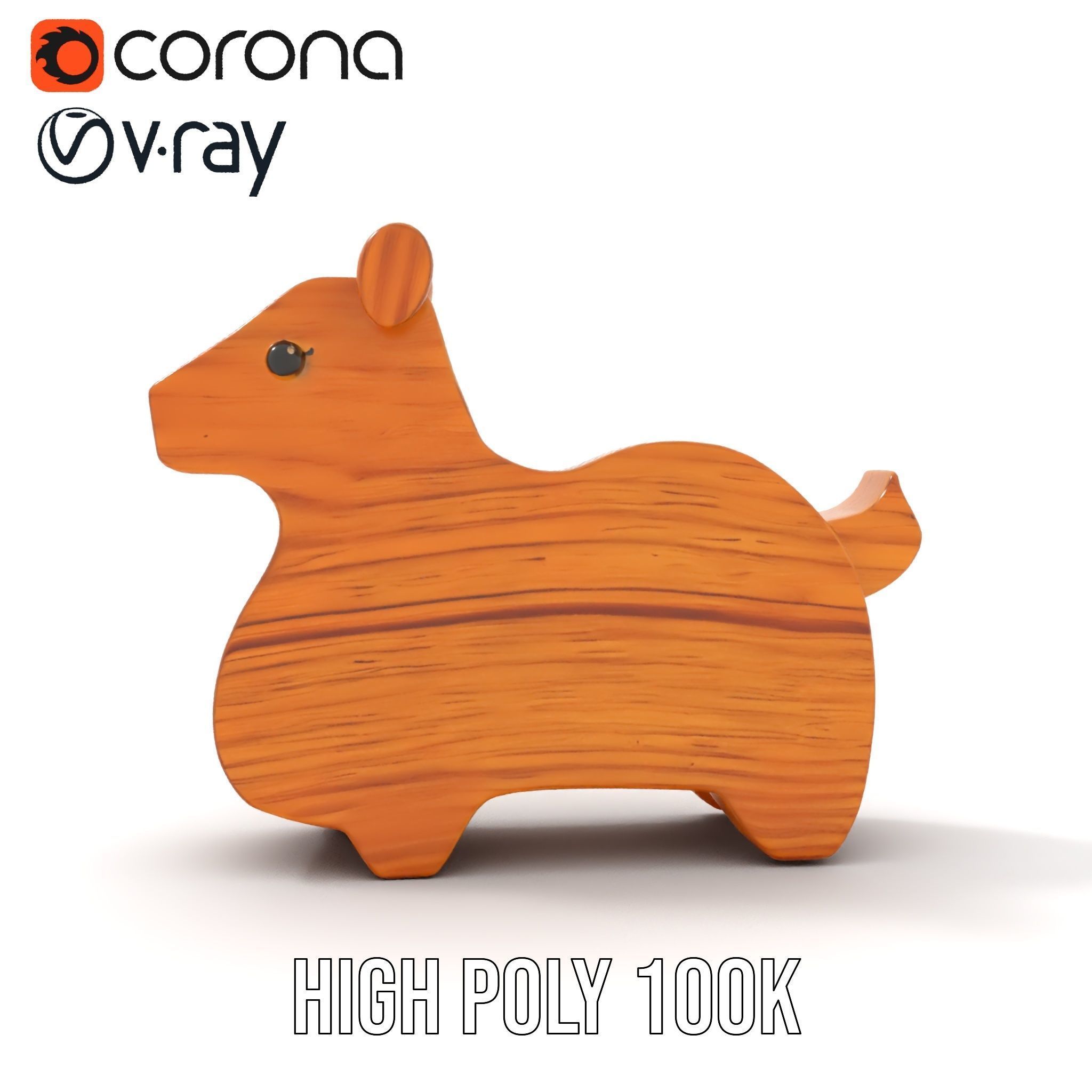Wooden Animal Figure model pack Low-poly 3D model_18