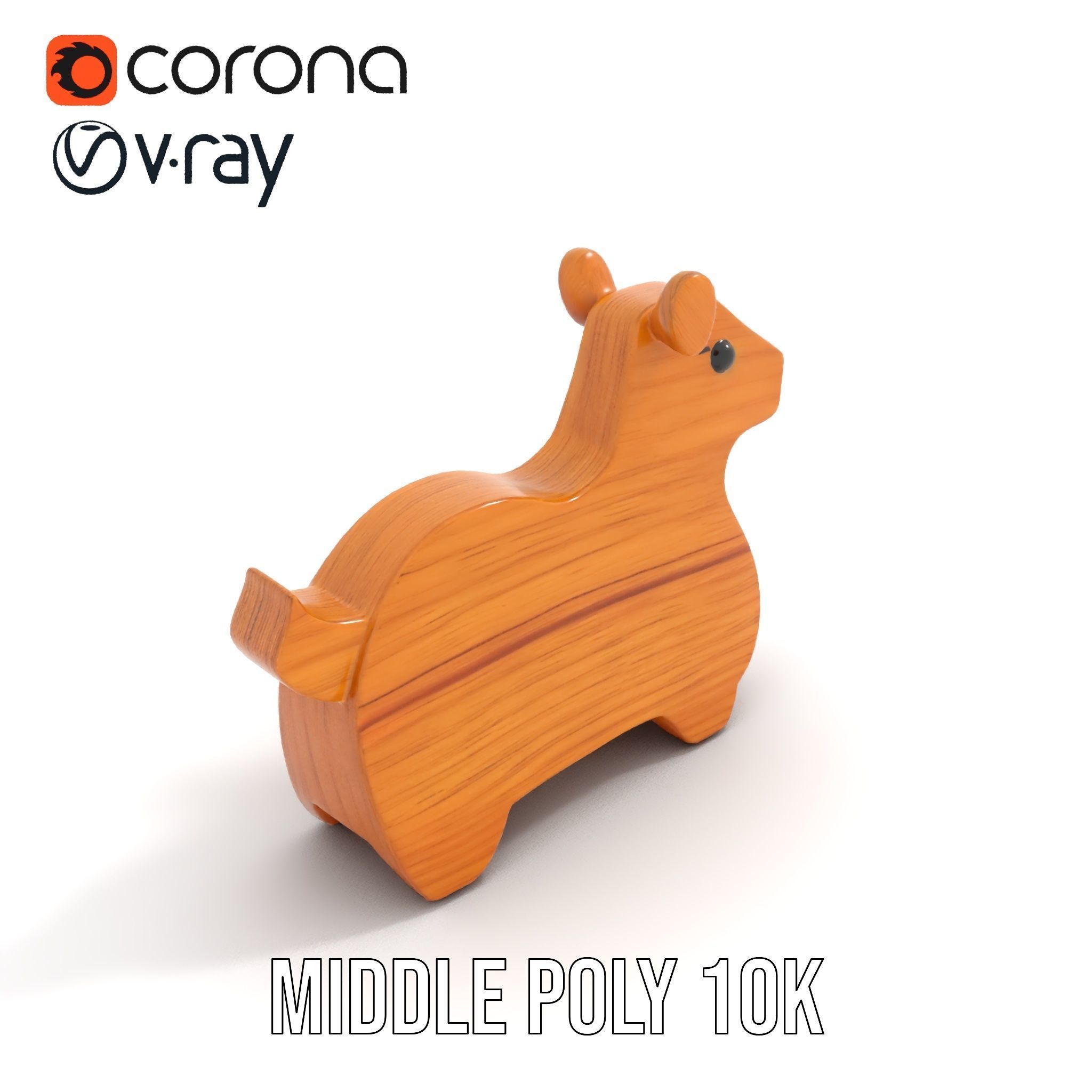 Wooden Animal Figure model pack Low-poly 3D model_13