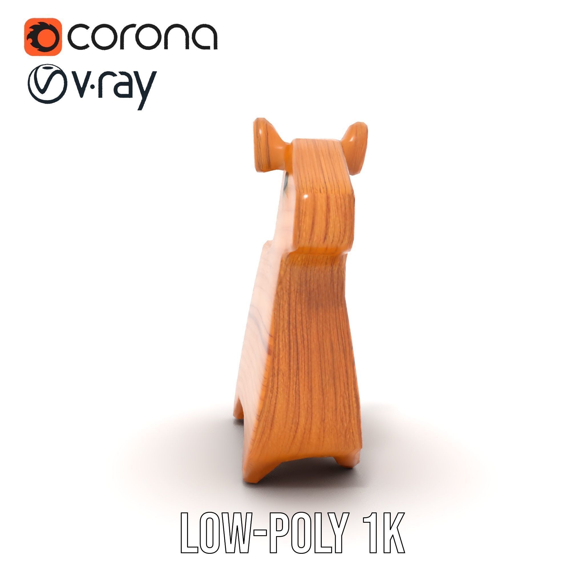 Wooden Animal Figure model pack Low-poly 3D model_12