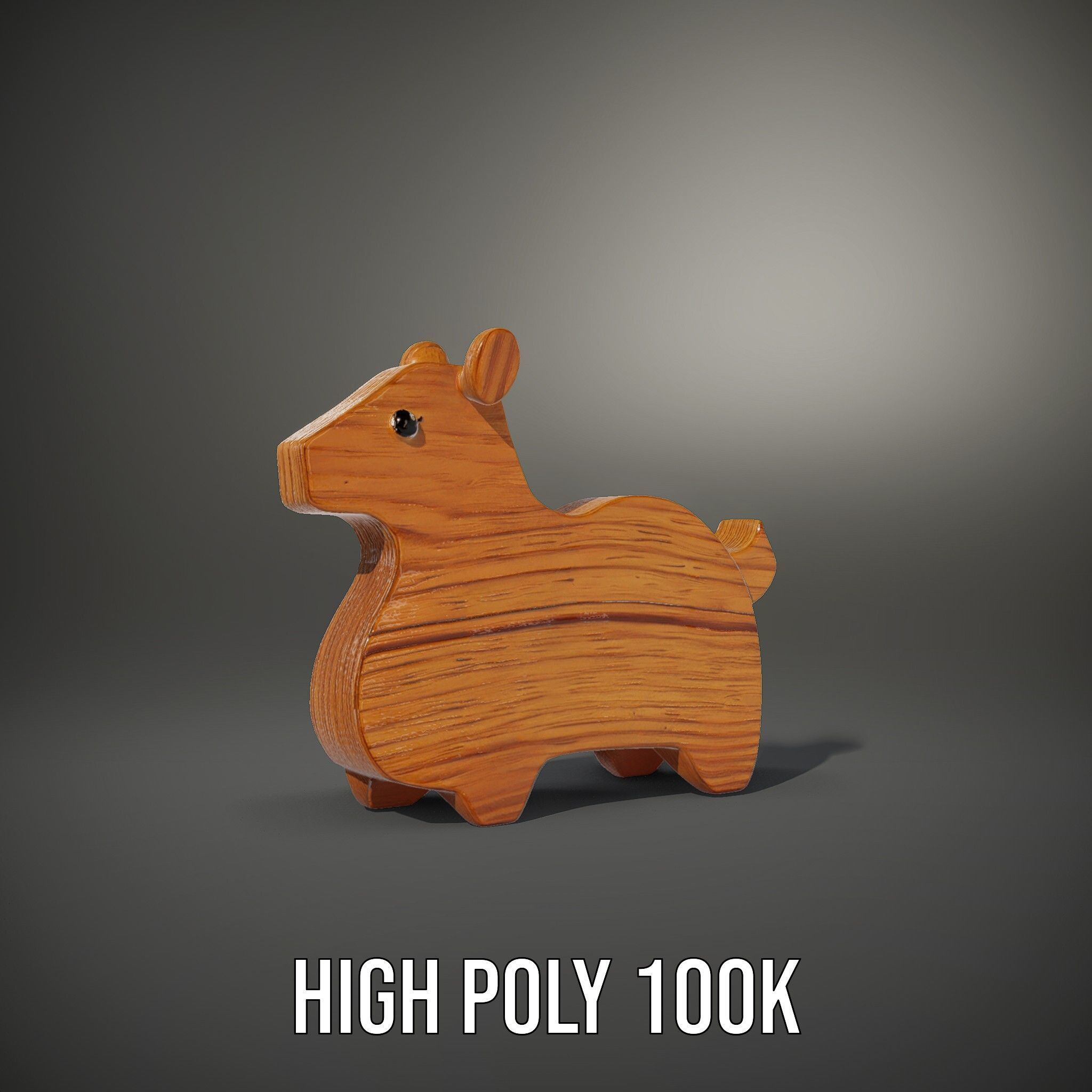Wooden Animal Figure model pack Low-poly 3D model_8