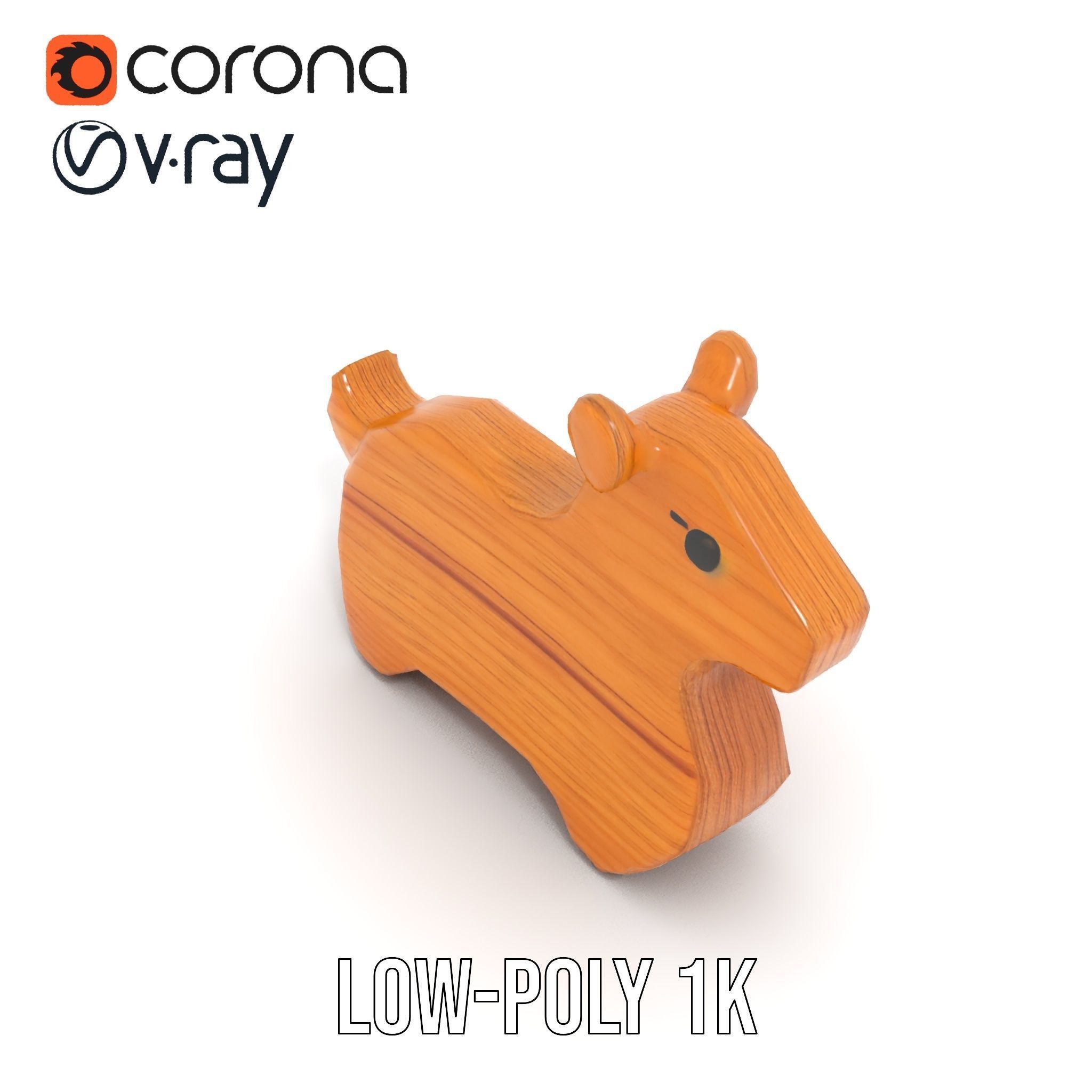 Wooden Animal Figure model pack Low-poly 3D model_23