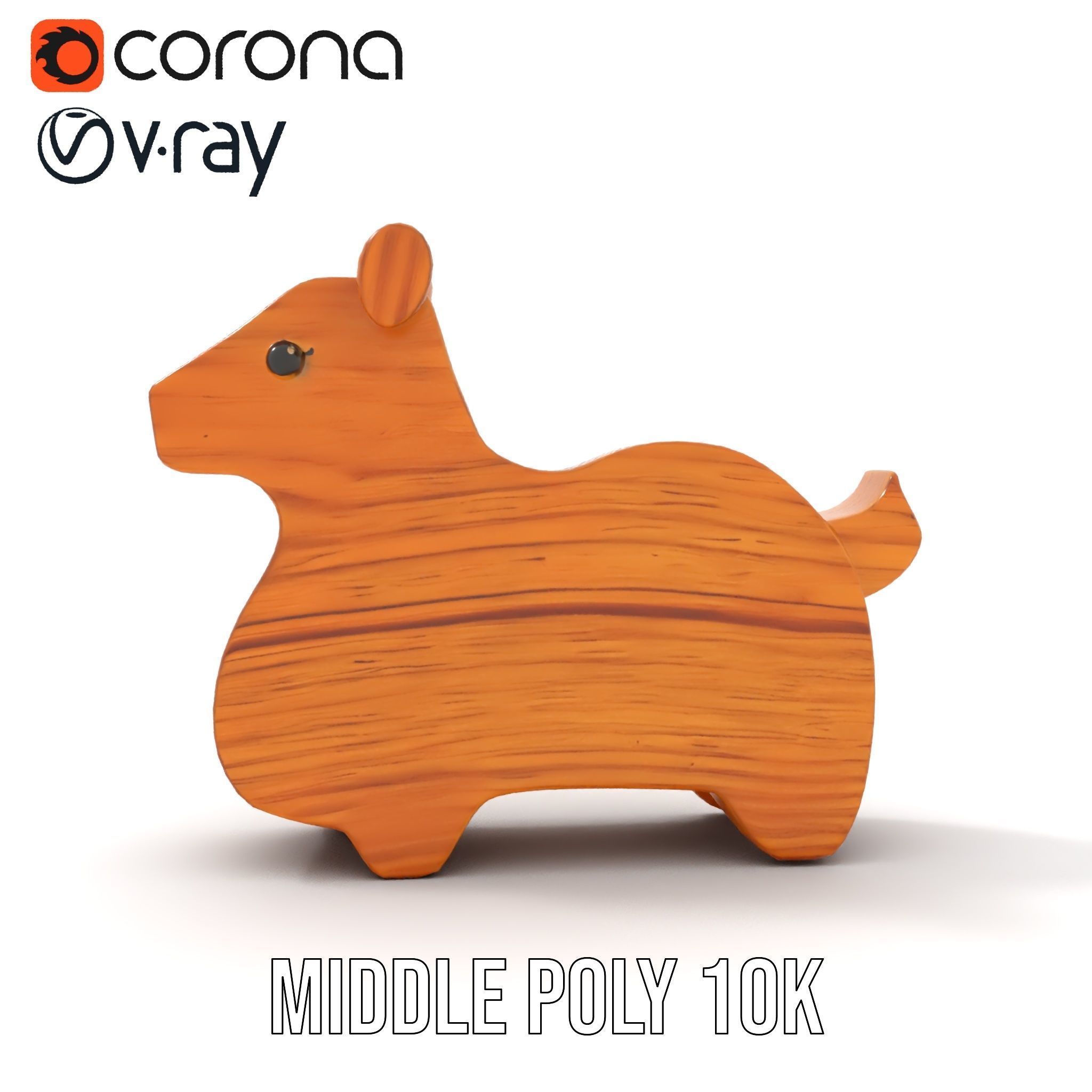 Wooden Animal Figure model pack Low-poly 3D model_11