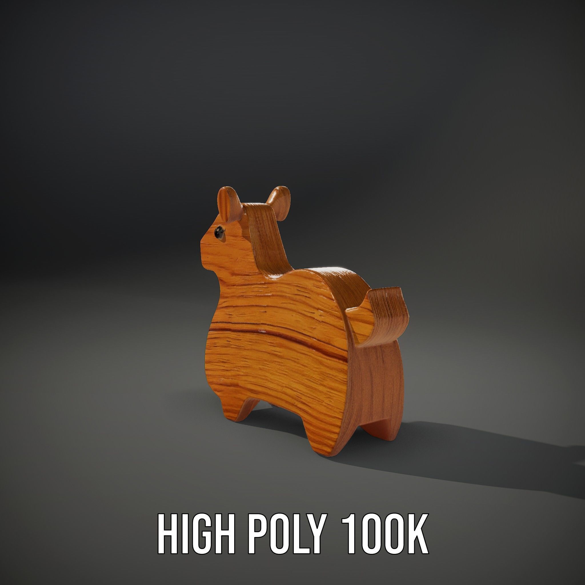 Wooden Animal Figure model pack Low-poly 3D model_10