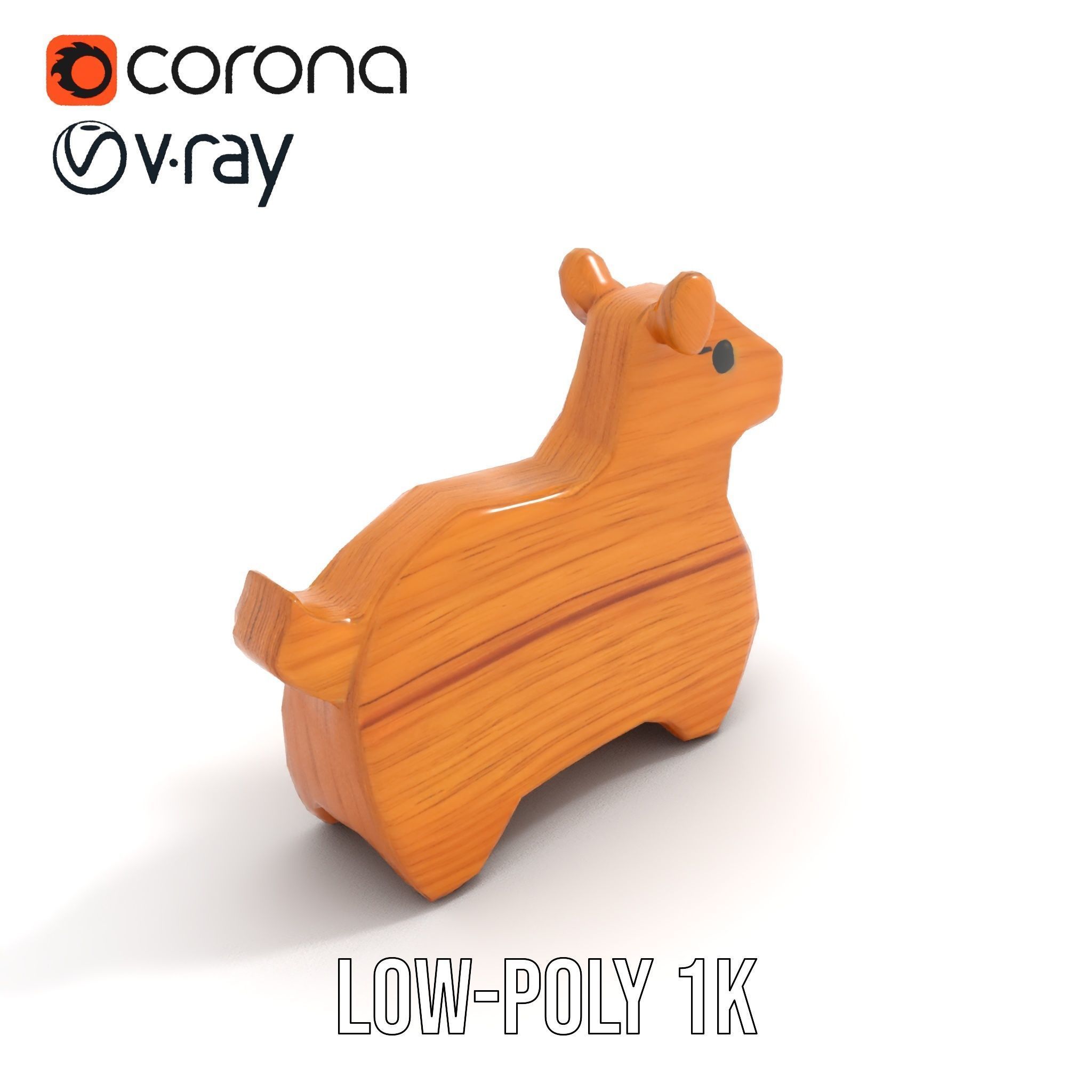Wooden Animal Figure model pack Low-poly 3D model_7