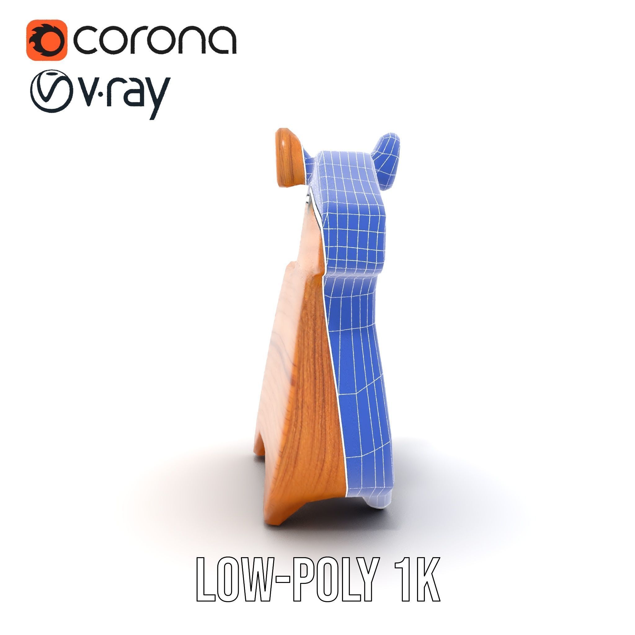 Wooden Animal Figure model pack Low-poly 3D model_28