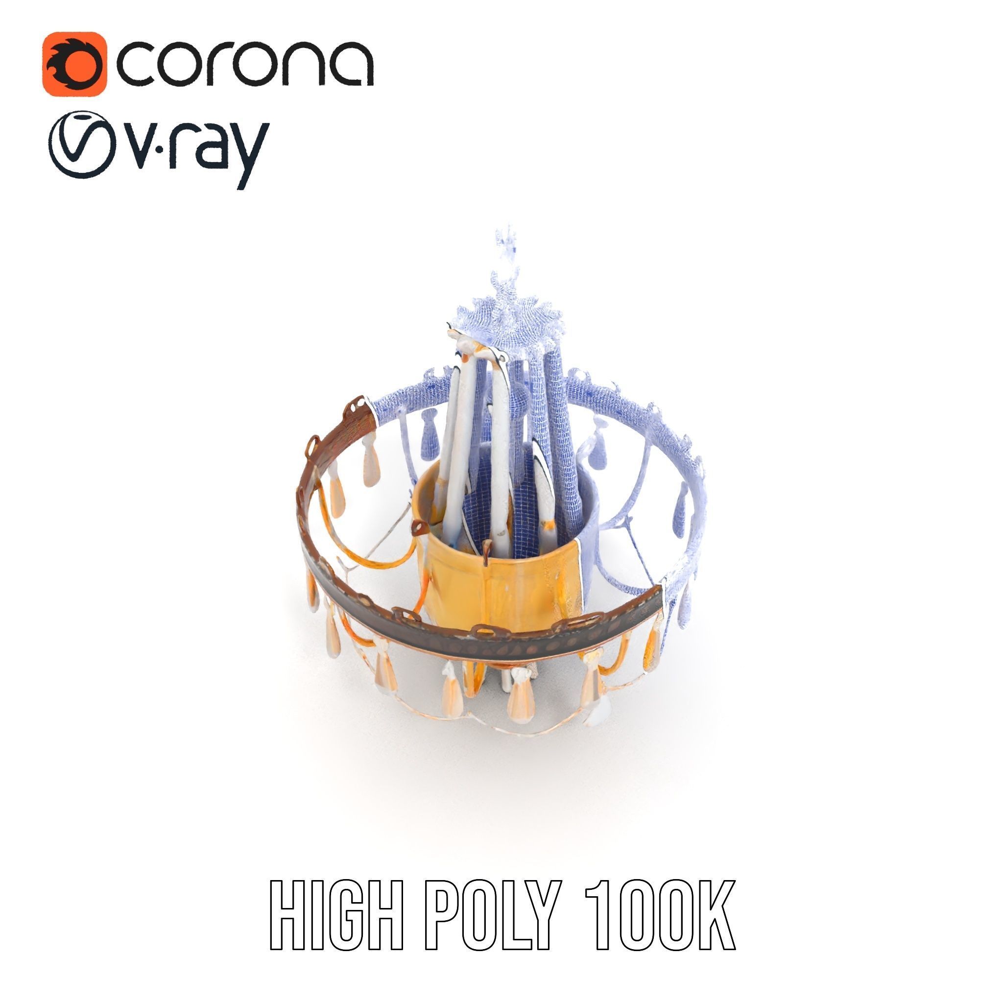 Elegant Crystal Chandelier Model Pack for Interior Design Low-poly 3D model_33