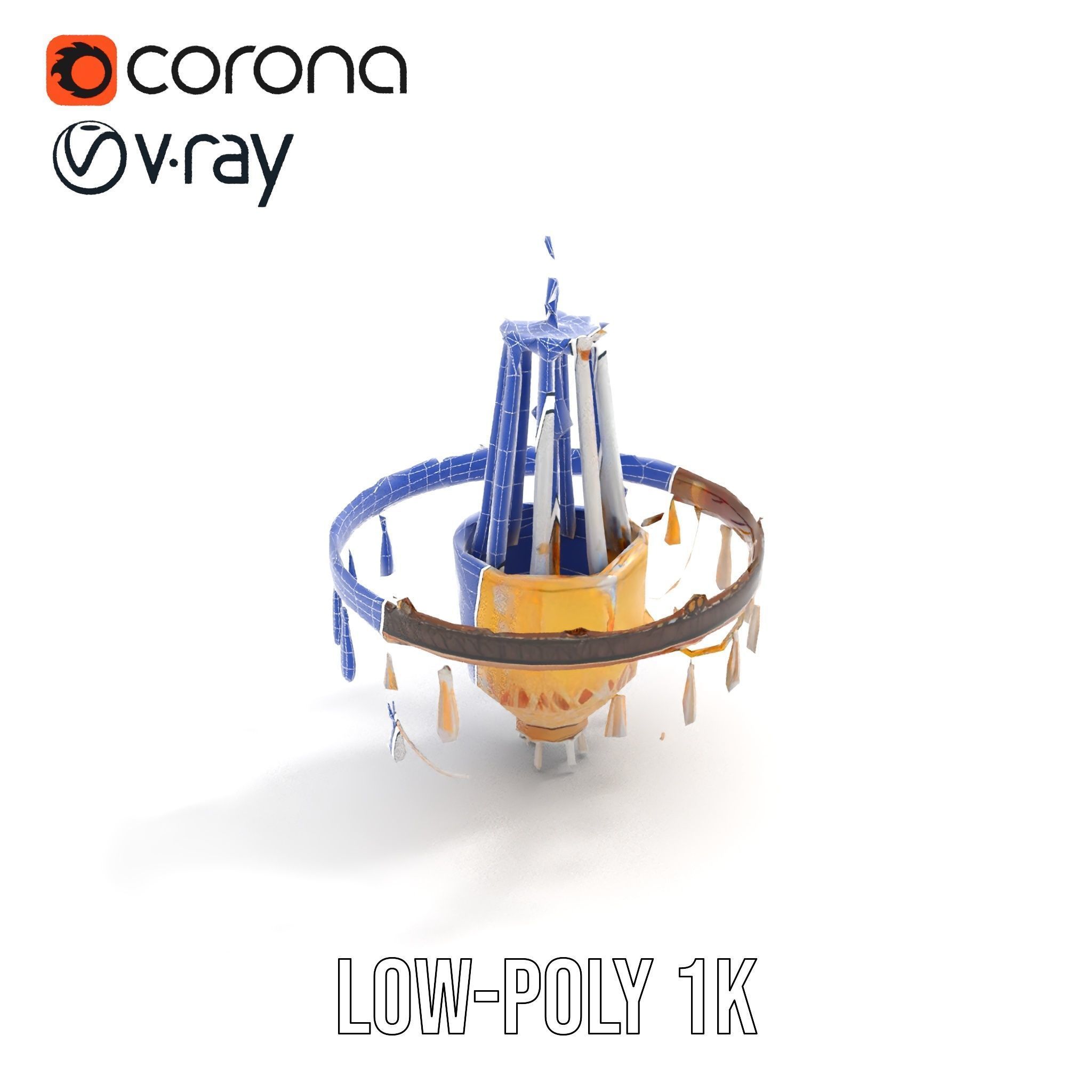 Elegant Crystal Chandelier Model Pack for Interior Design Low-poly 3D model_19