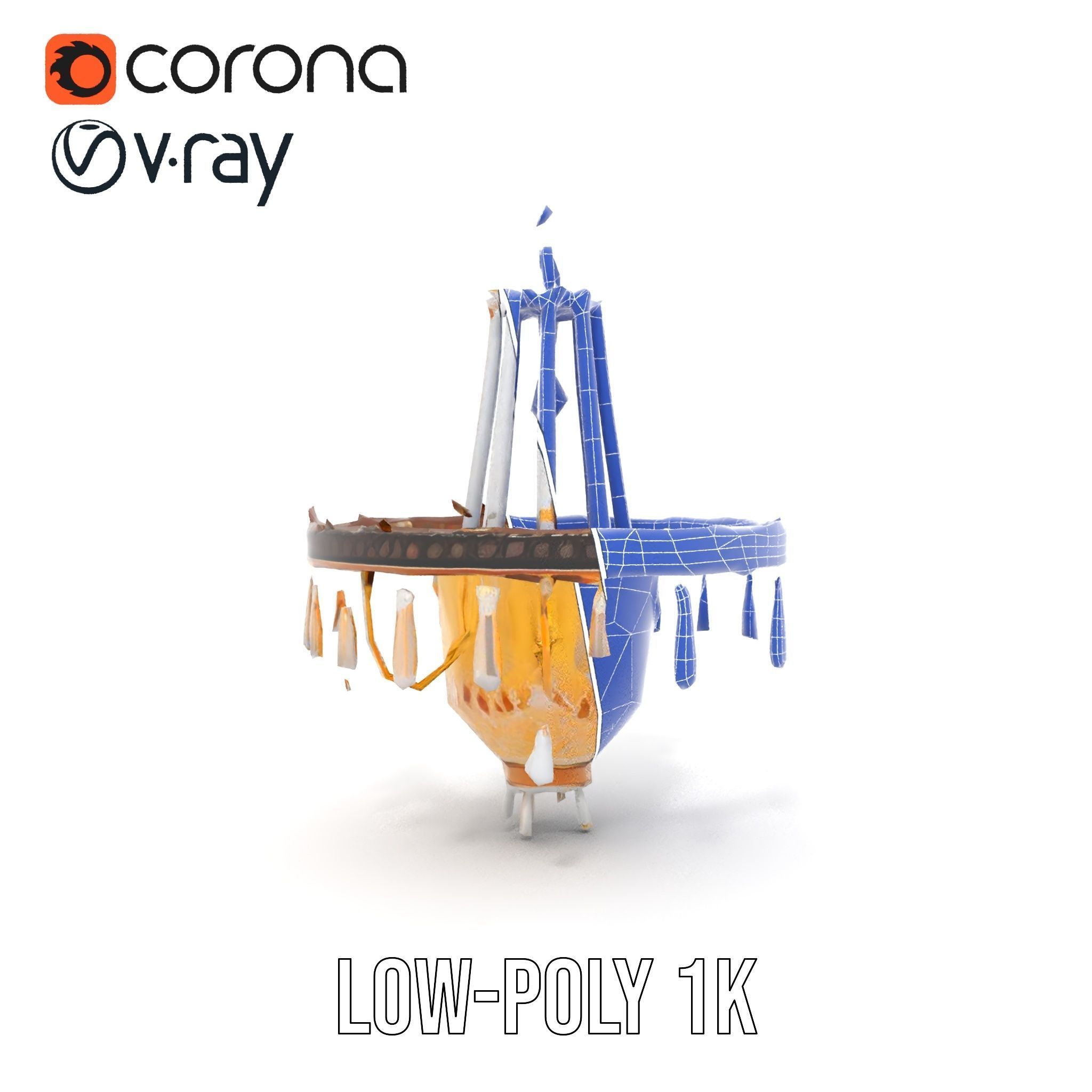 Elegant Crystal Chandelier Model Pack for Interior Design Low-poly 3D model_22