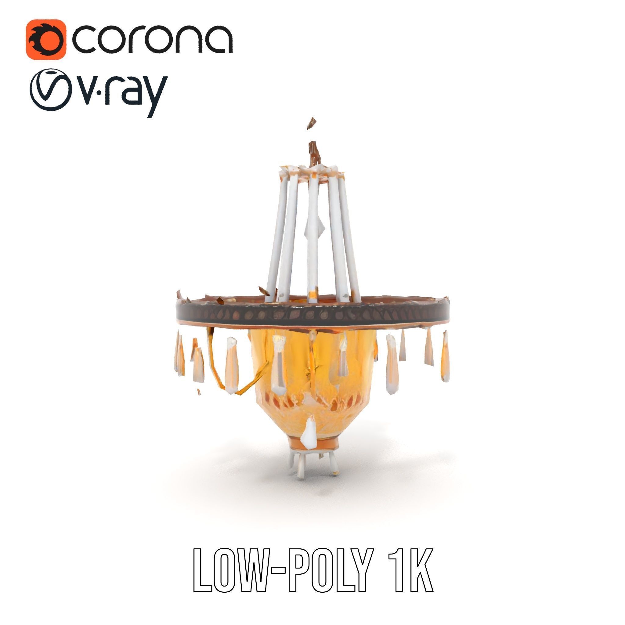 Elegant Crystal Chandelier Model Pack for Interior Design Low-poly 3D model_16