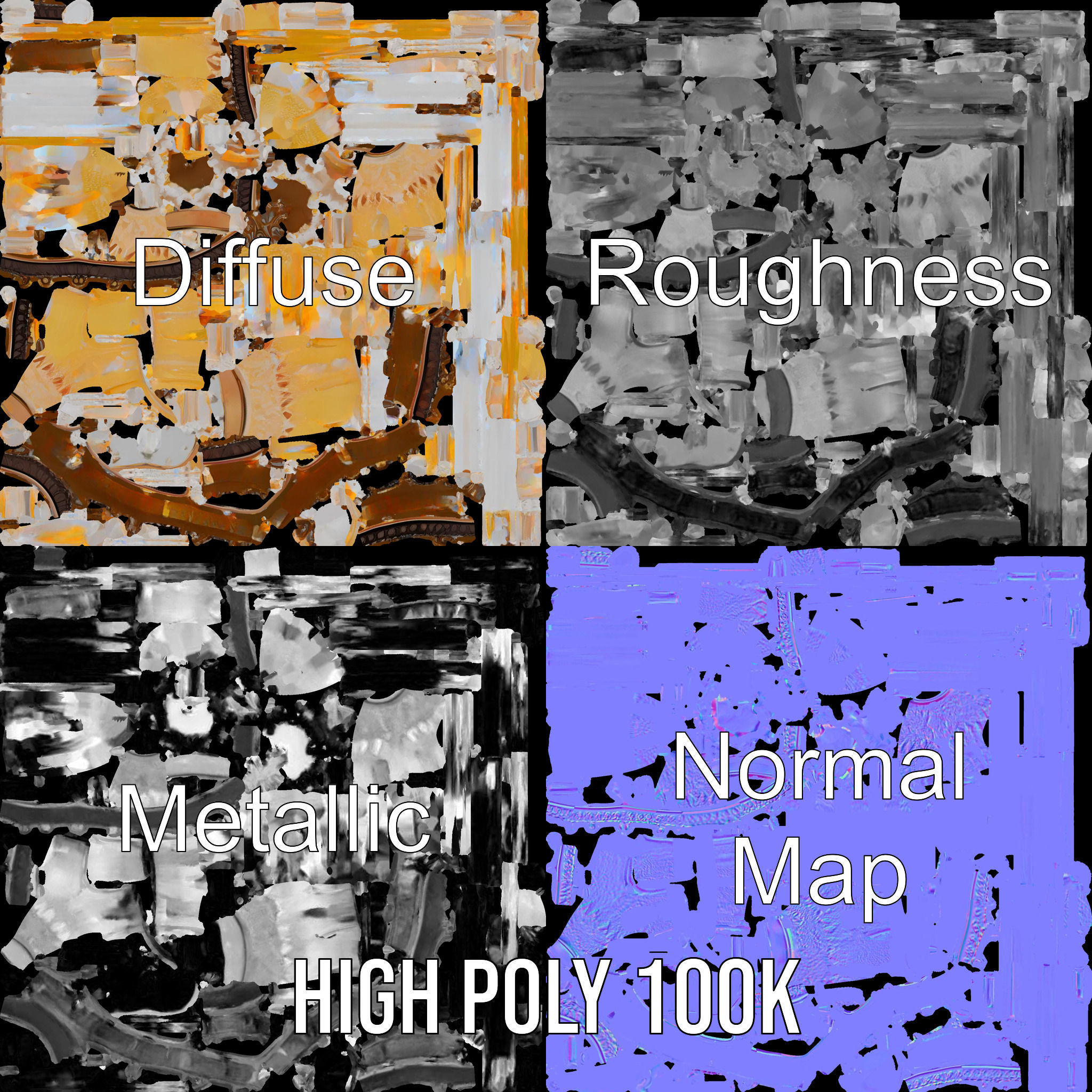 Elegant Crystal Chandelier Model Pack for Interior Design Low-poly 3D model_3