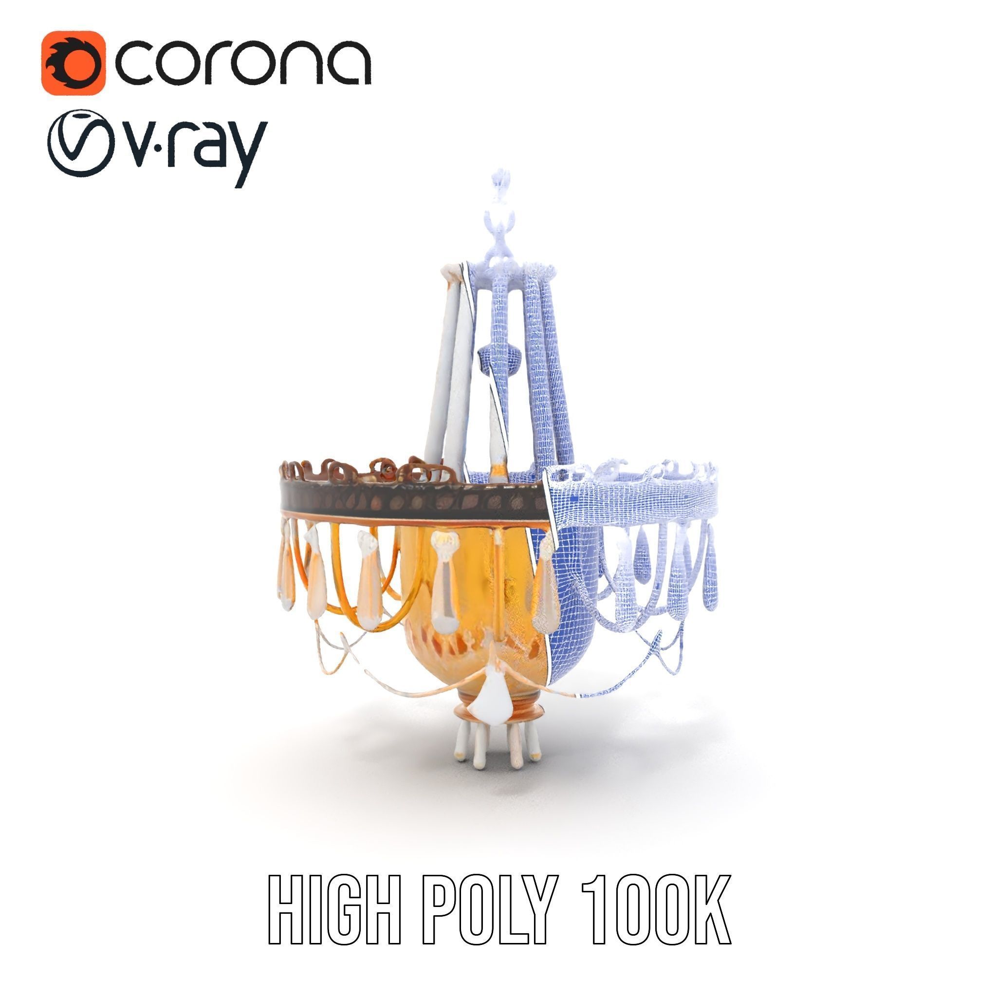 Elegant Crystal Chandelier Model Pack for Interior Design Low-poly 3D model_32
