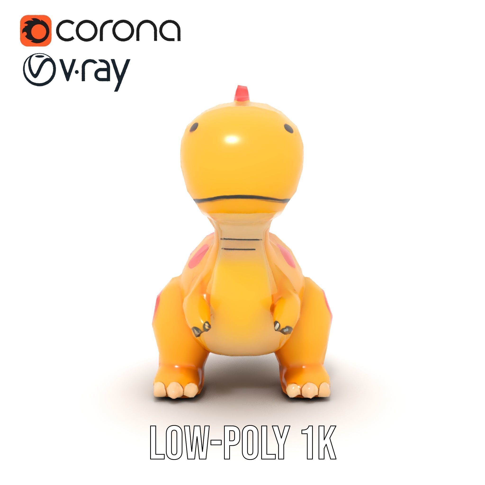 Cute Cartoon Dinosaur Model Pack Low-poly 3D model_17