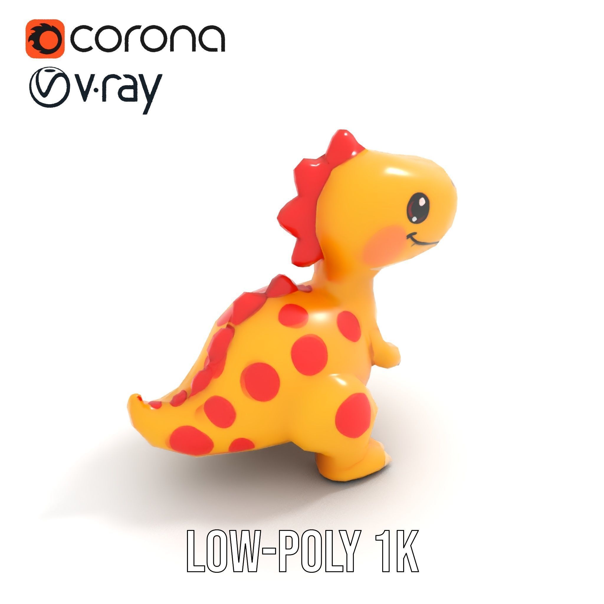 Cute Cartoon Dinosaur Model Pack Low-poly 3D model_7