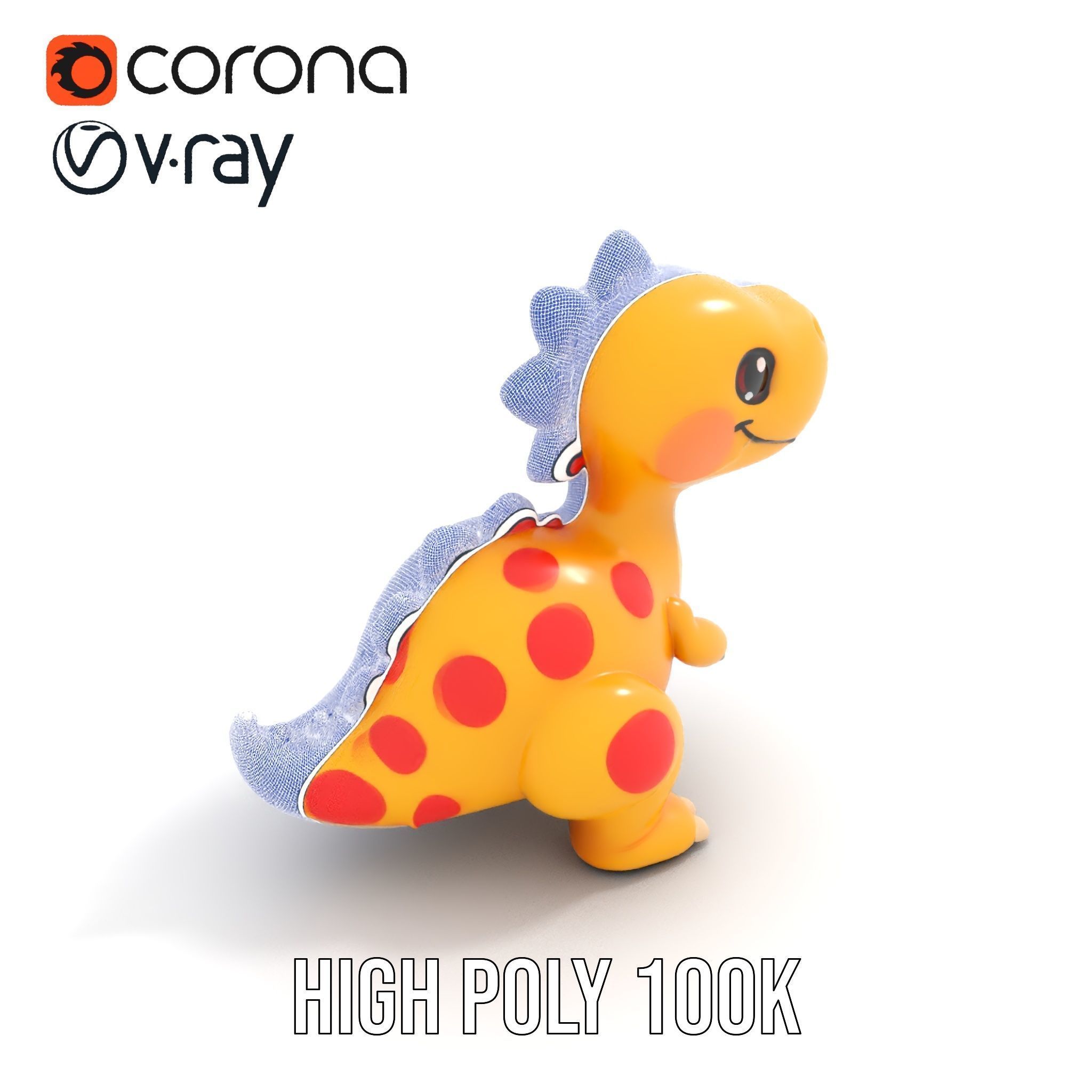 Cute Cartoon Dinosaur Model Pack Low-poly 3D model_29