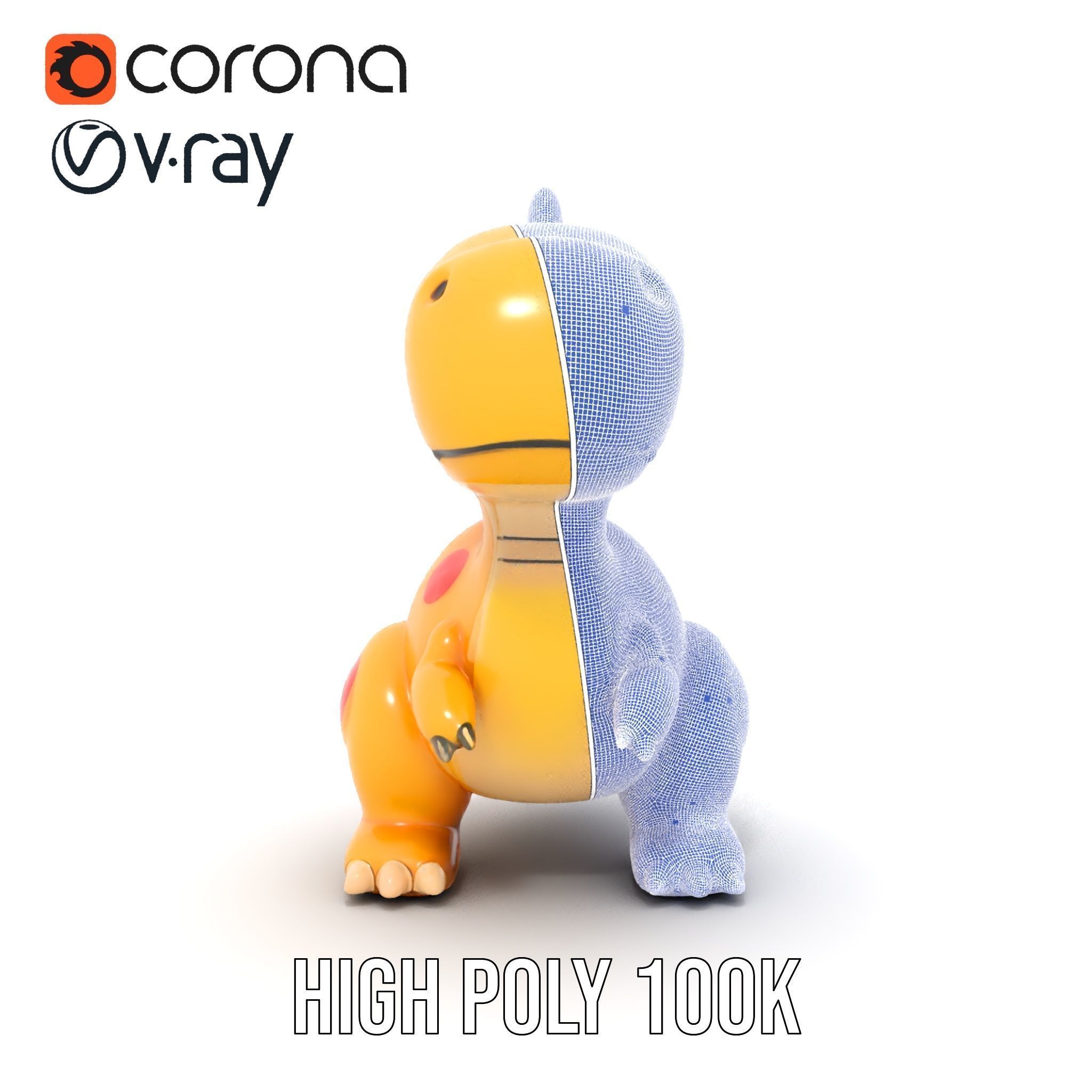 Cute Cartoon Dinosaur Model Pack Low-poly 3D model_32