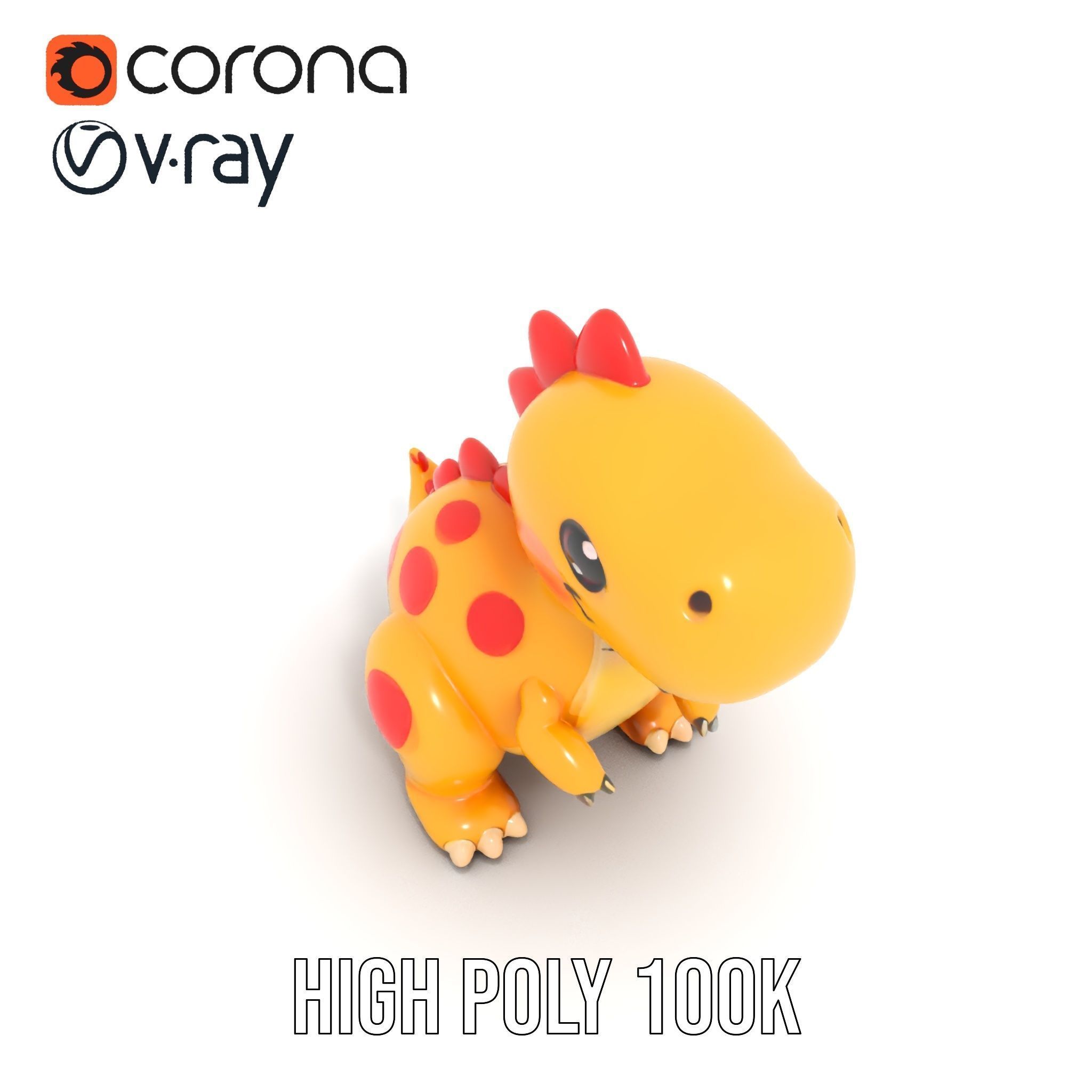 Cute Cartoon Dinosaur Model Pack Low-poly 3D model_15