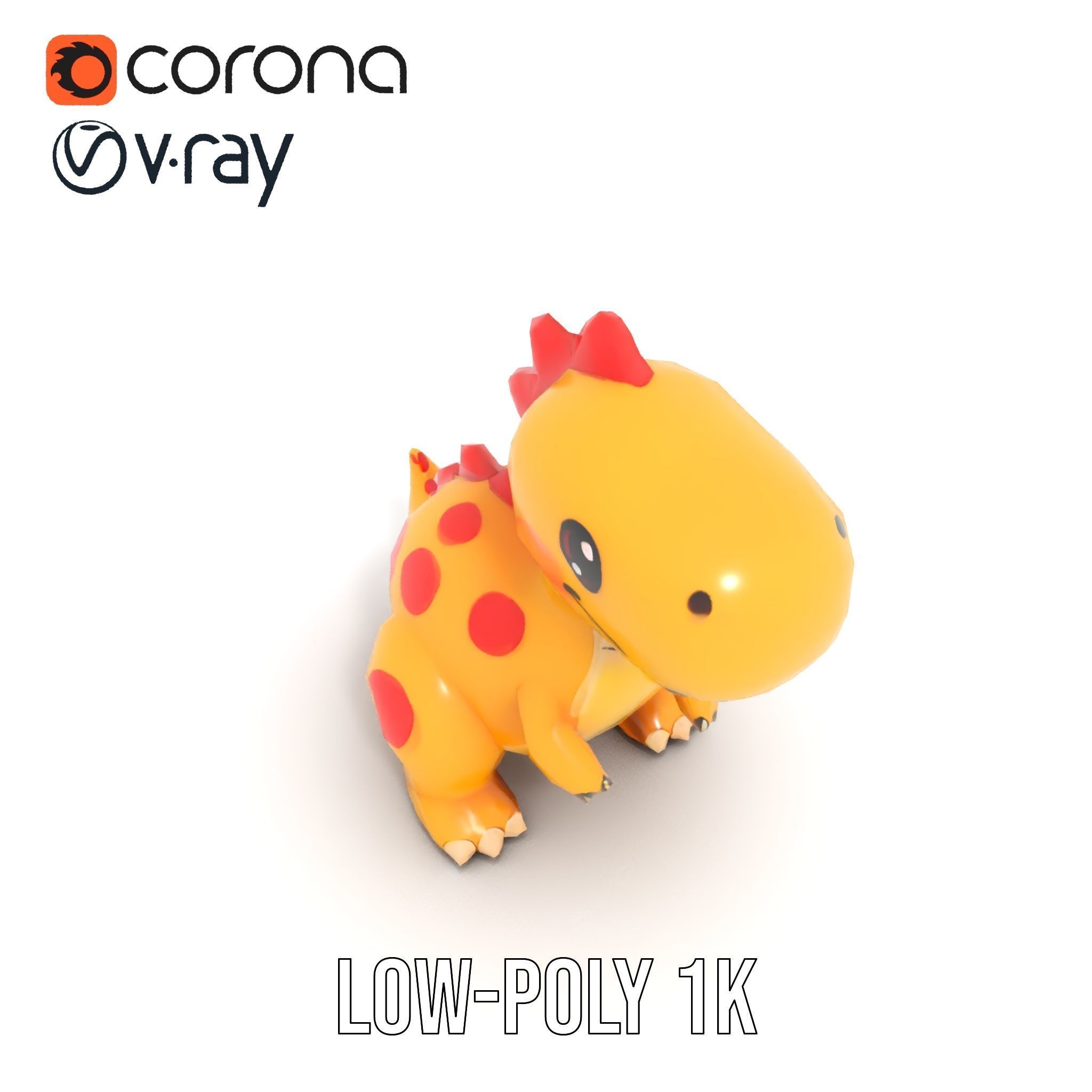 Cute Cartoon Dinosaur Model Pack Low-poly 3D model_25