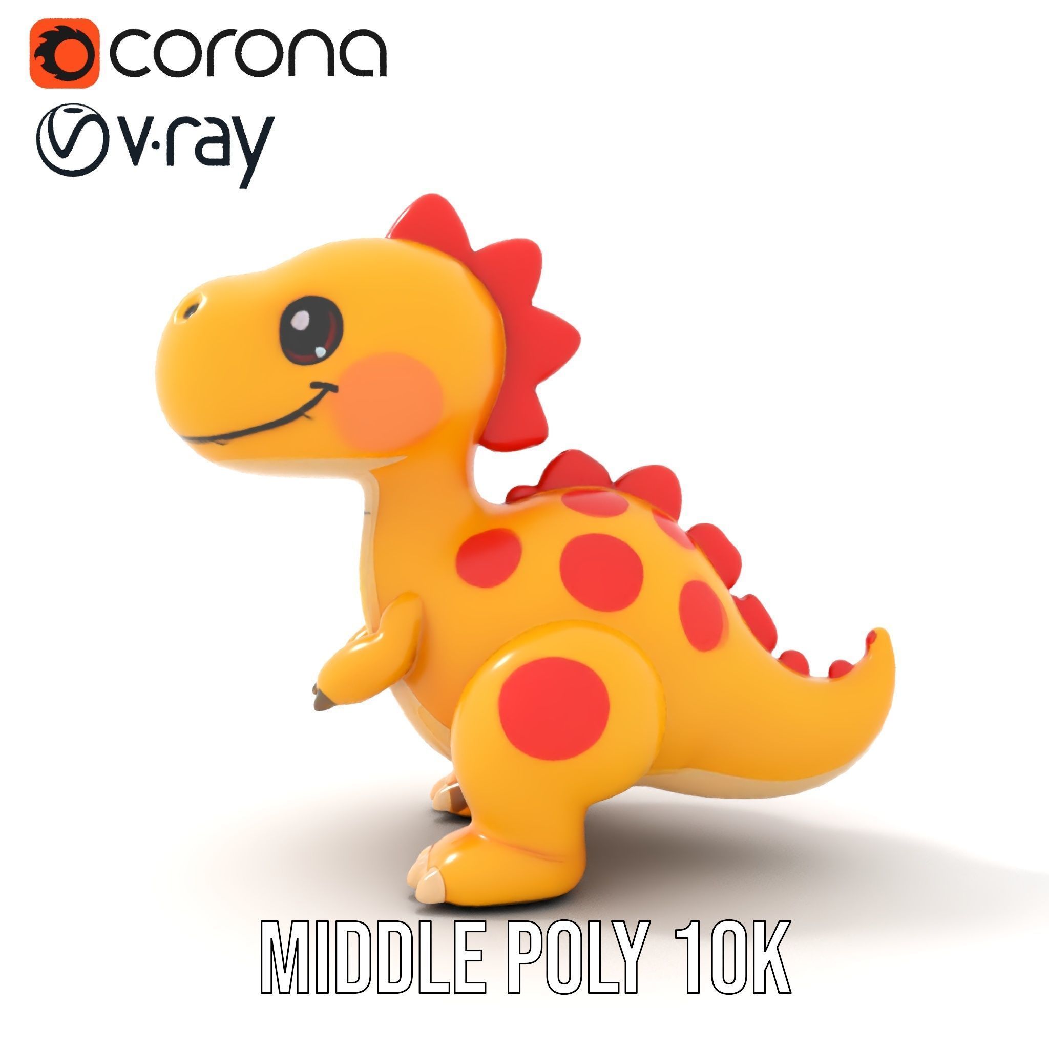 Cute Cartoon Dinosaur Model Pack Low-poly 3D model_11