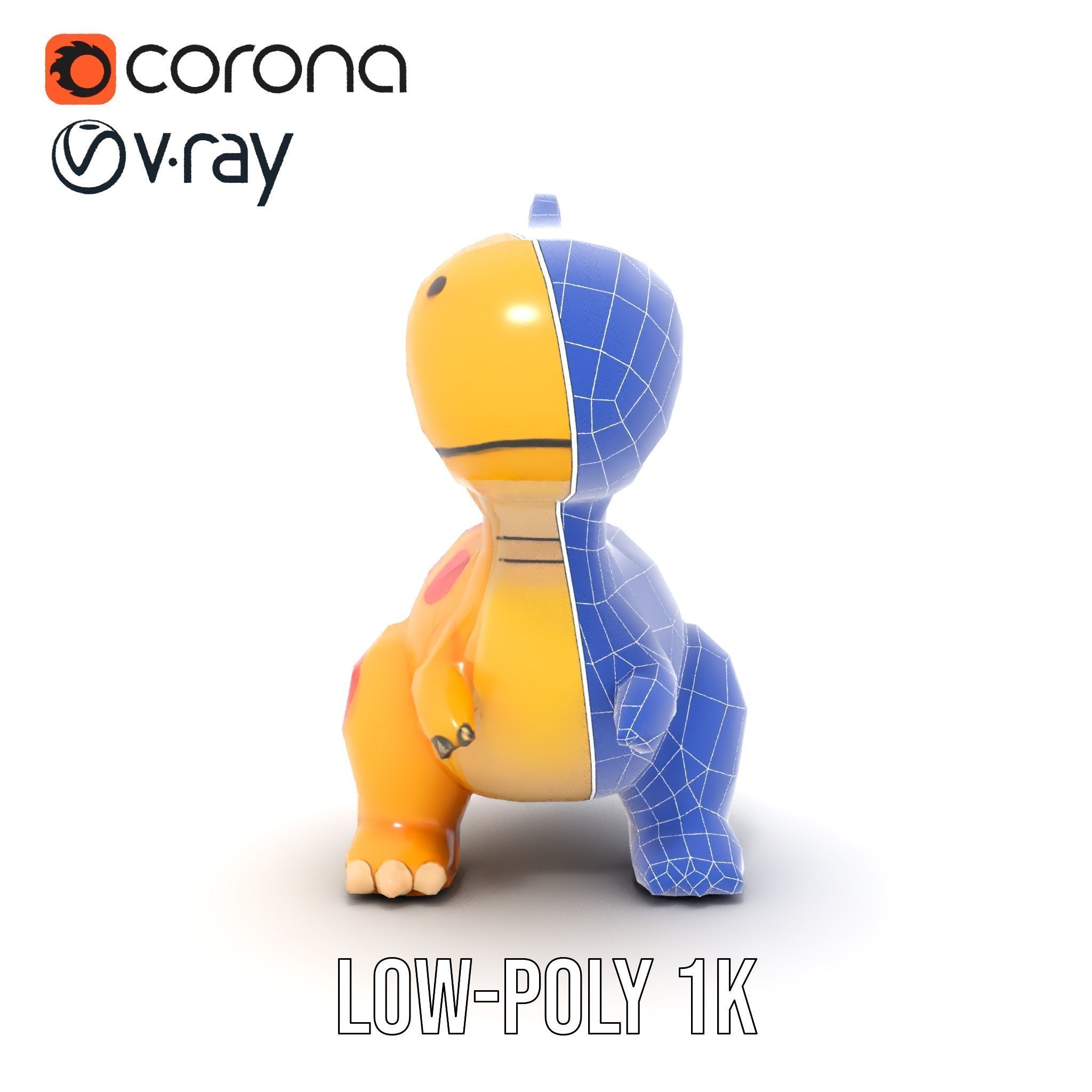 Cute Cartoon Dinosaur Model Pack Low-poly 3D model_31