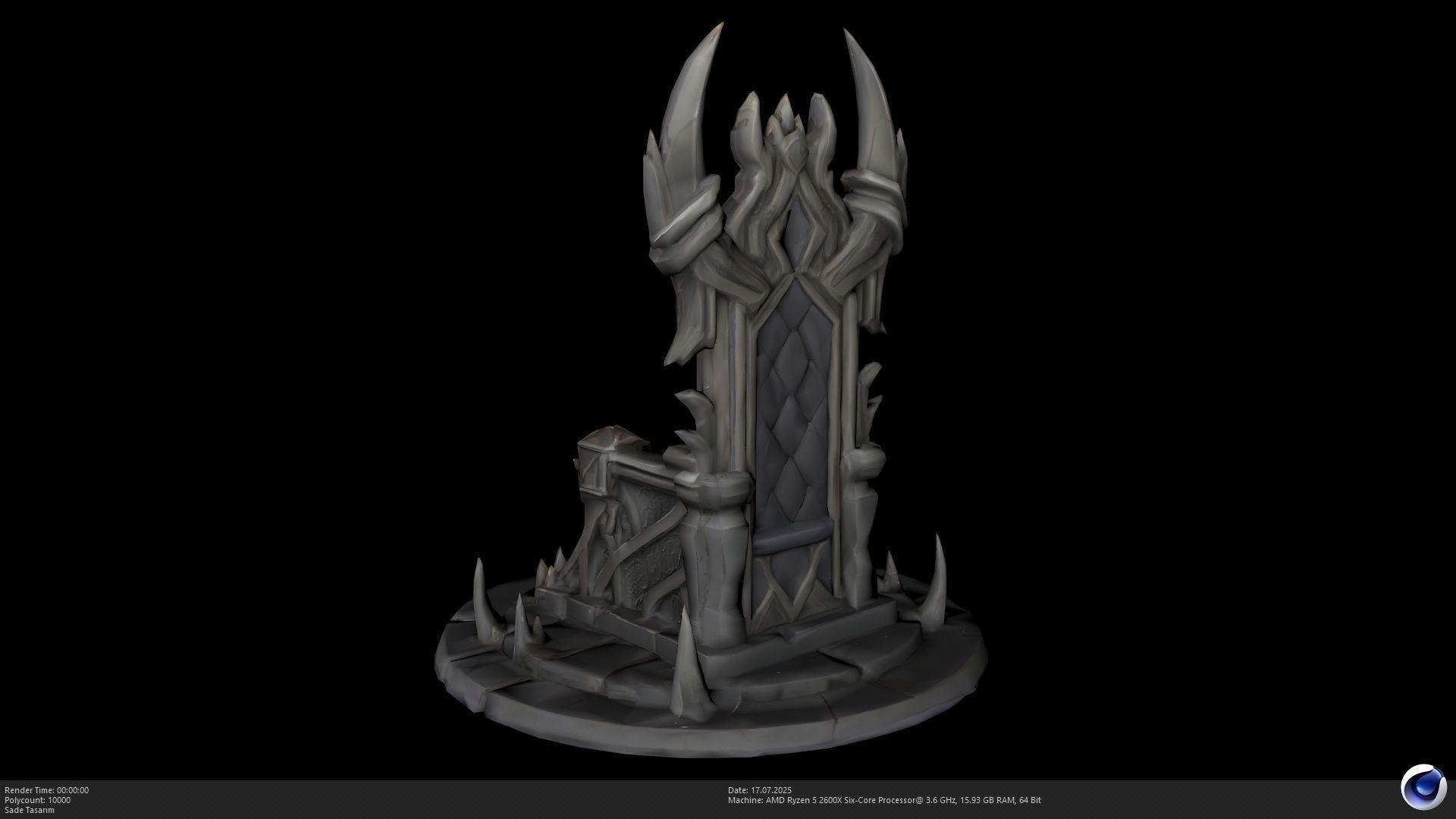 The Dark Throne - Lich King Inspired Seat Model - AI Low-poly 3D model_4