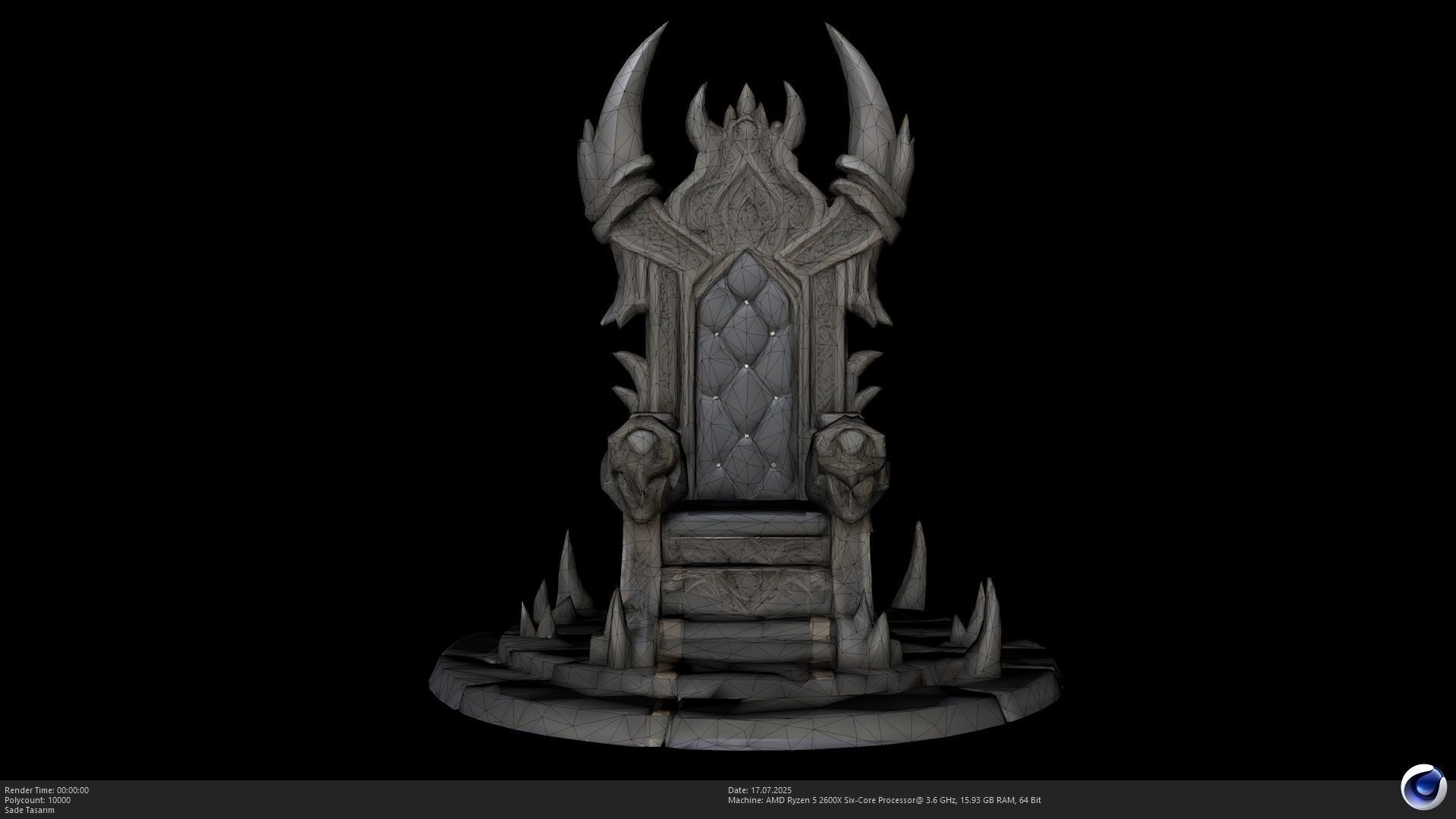 The Dark Throne - Lich King Inspired Seat Model - AI Low-poly 3D model_2