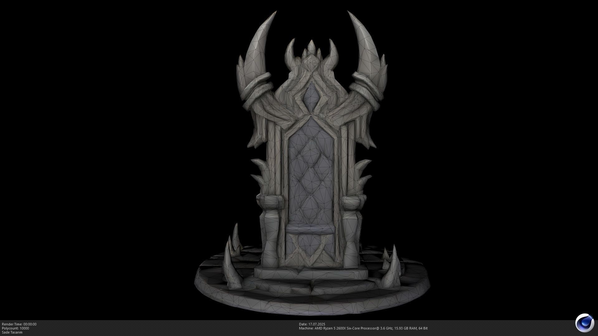 The Dark Throne - Lich King Inspired Seat Model - AI Low-poly 3D model_8