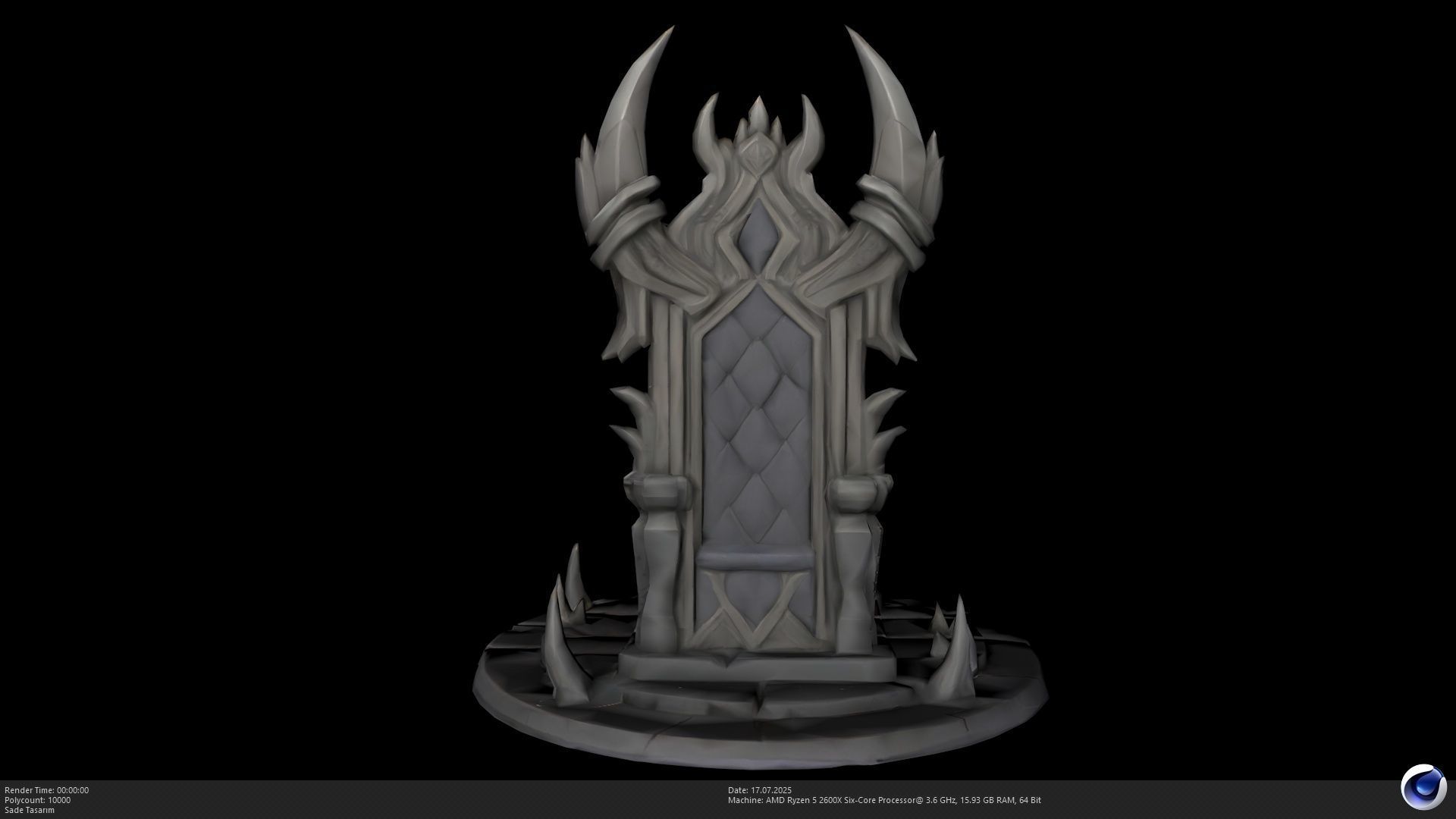 The Dark Throne - Lich King Inspired Seat Model - AI Low-poly 3D model_7