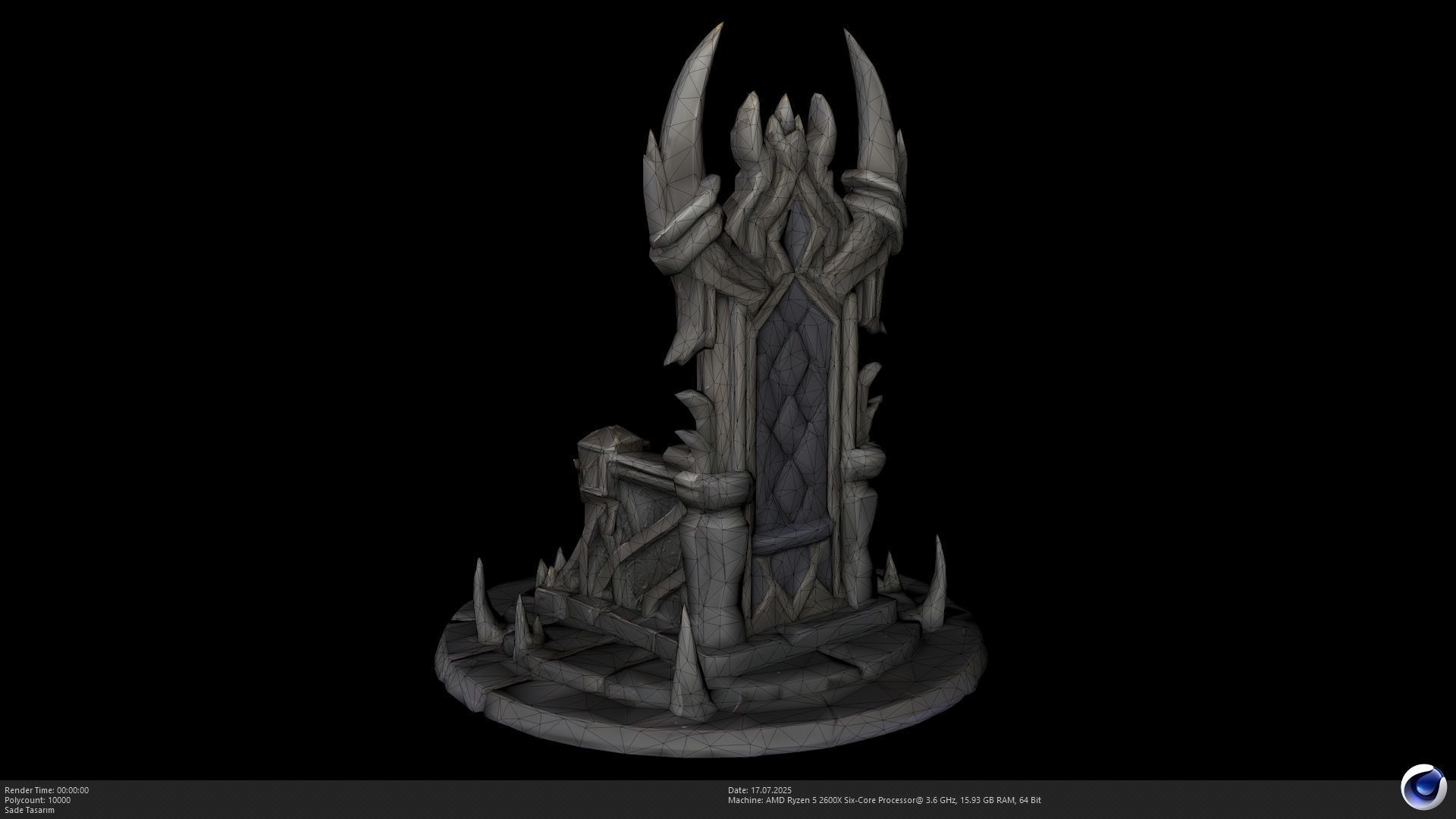 The Dark Throne - Lich King Inspired Seat Model - AI Low-poly 3D model_5