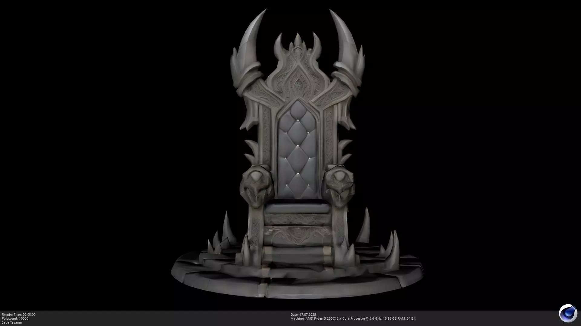 The Dark Throne - Lich King Inspired Seat Model - AI Low-poly 3D model_0