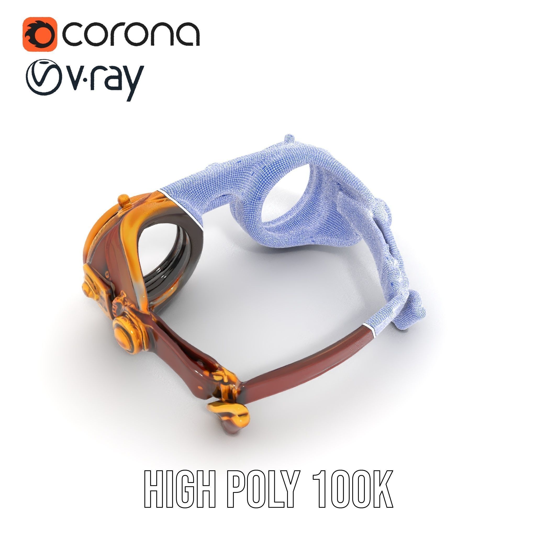 Steampunk Goggles Model Pack for HighDetail Rendering Low-poly 3D model_25