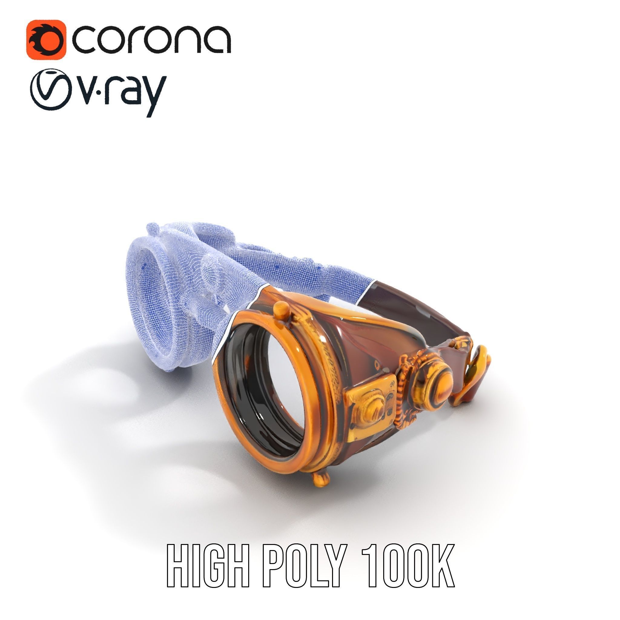Steampunk Goggles Model Pack for HighDetail Rendering Low-poly 3D model_28