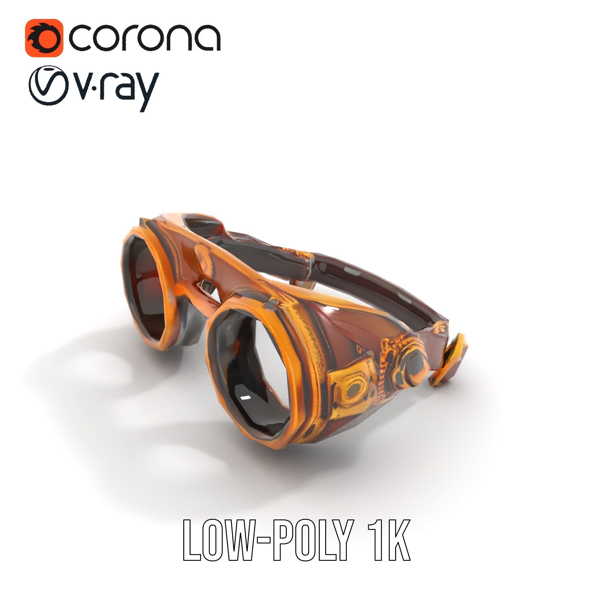 Steampunk Goggles Model Pack for HighDetail Rendering Low-poly 3D model_7