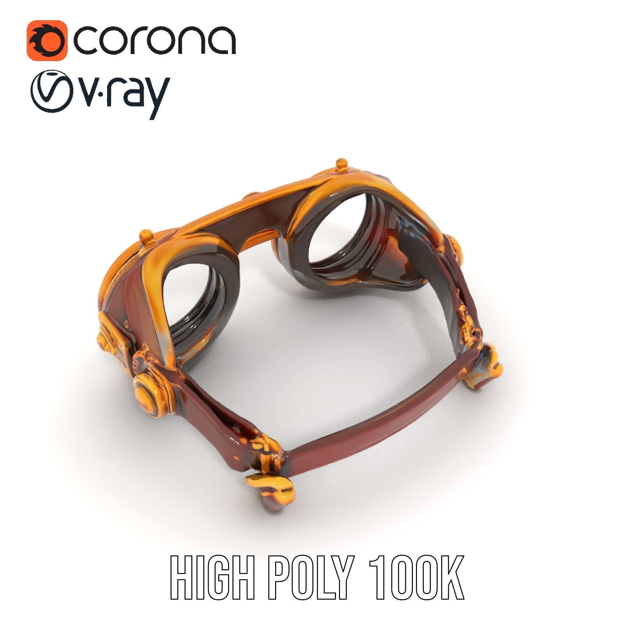 Steampunk Goggles Model Pack for HighDetail Rendering Low-poly 3D model_32