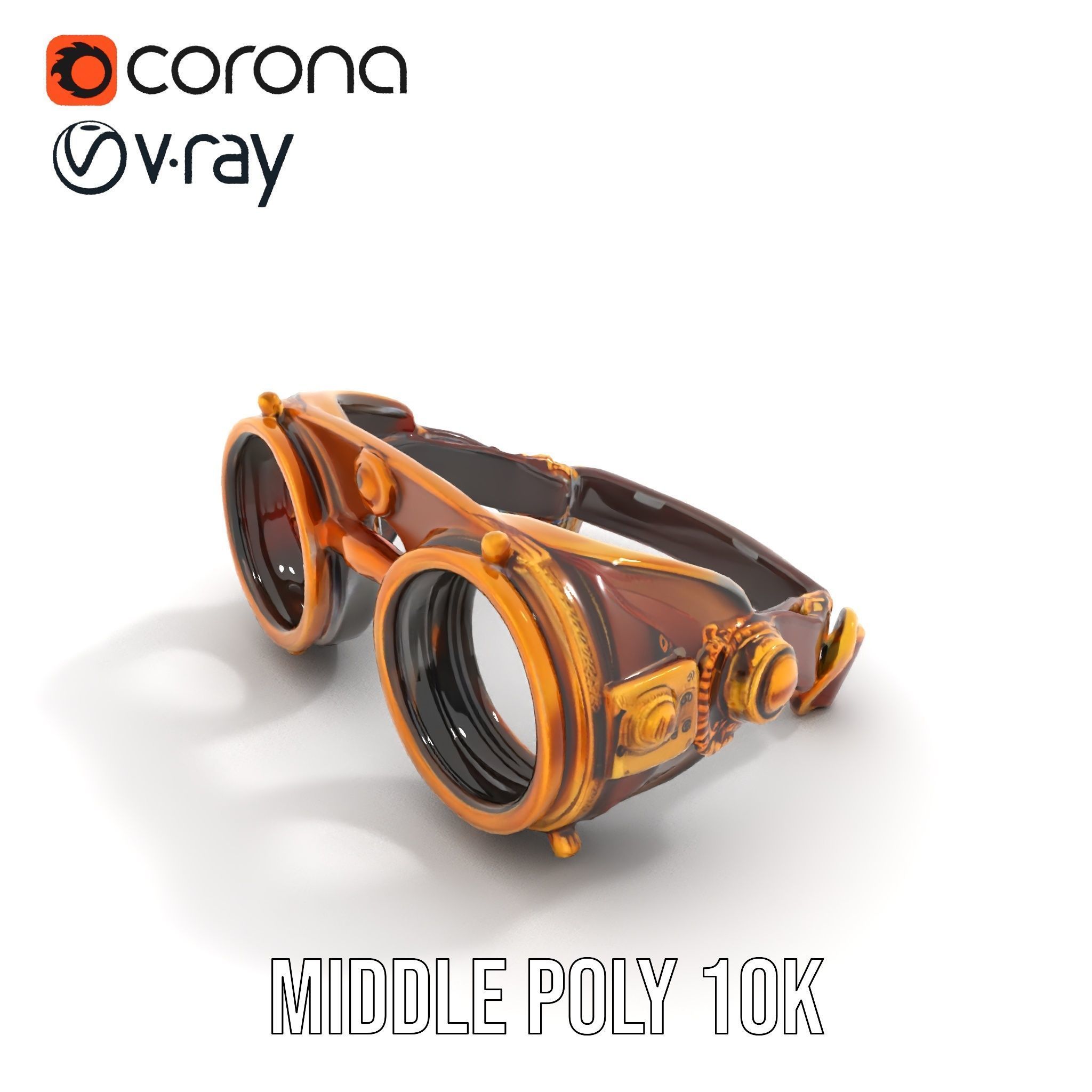 Steampunk Goggles Model Pack for HighDetail Rendering Low-poly 3D model_21