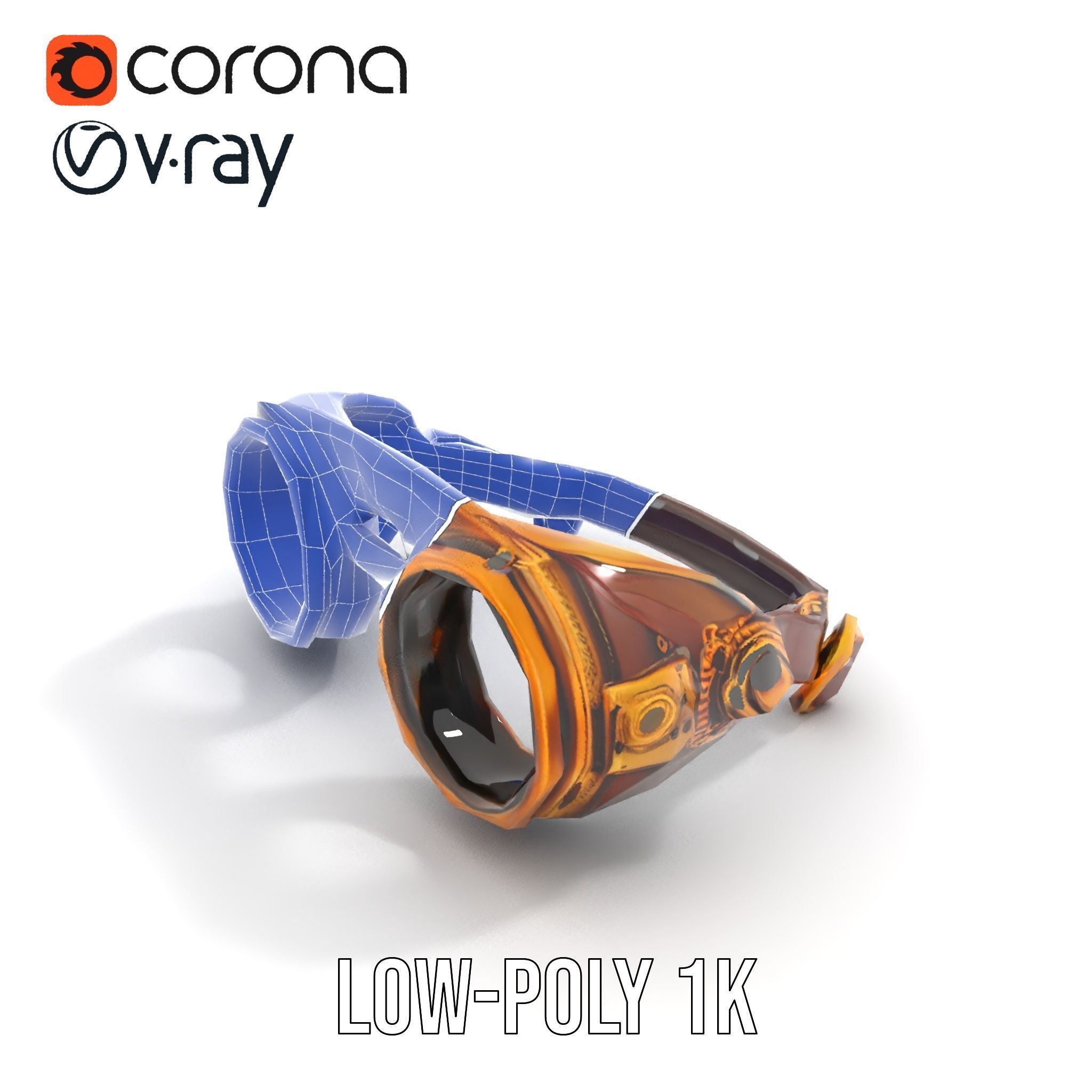 Steampunk Goggles Model Pack for HighDetail Rendering Low-poly 3D model_22