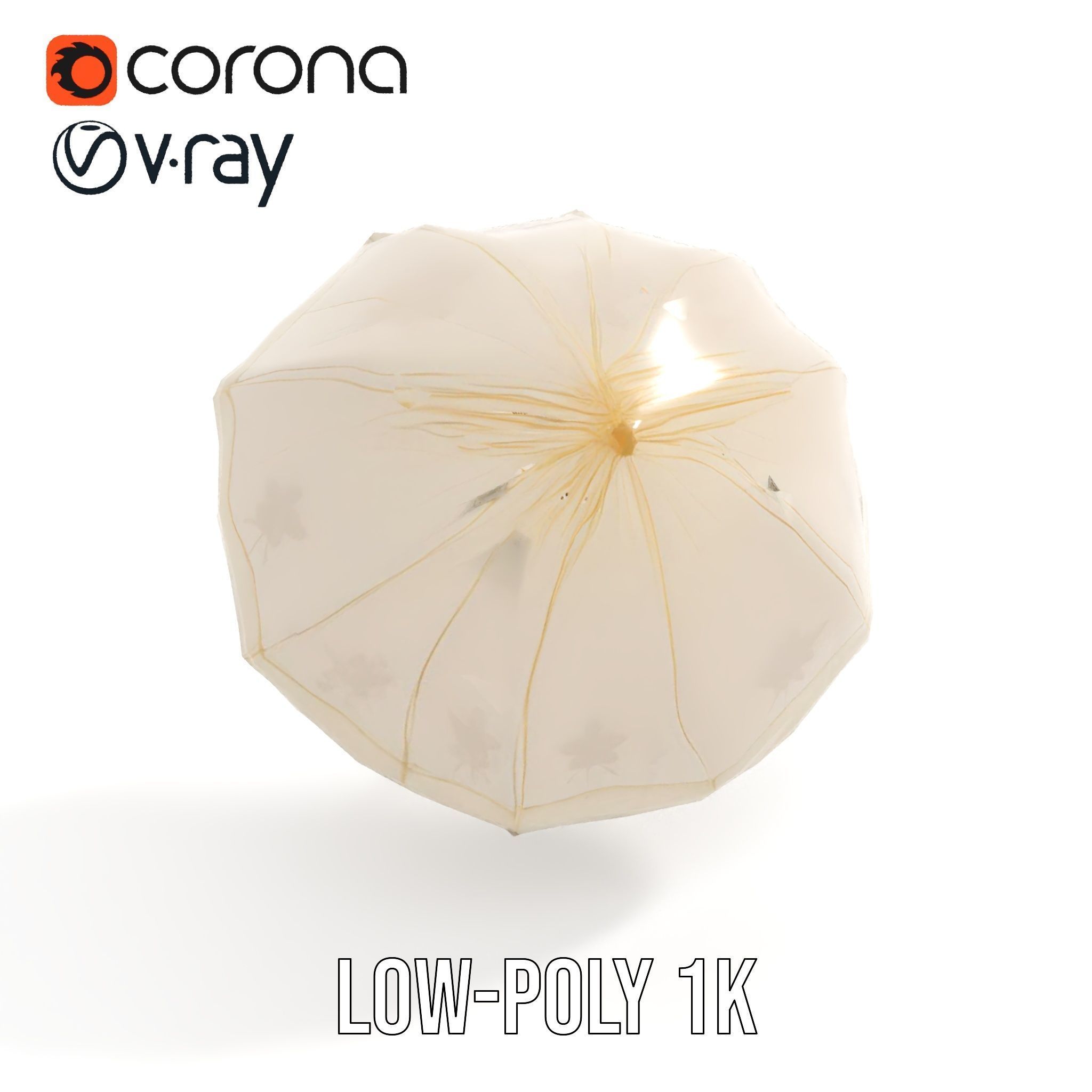 Victorian Parasol Umbrella Model Pack Low-poly 3D model_7