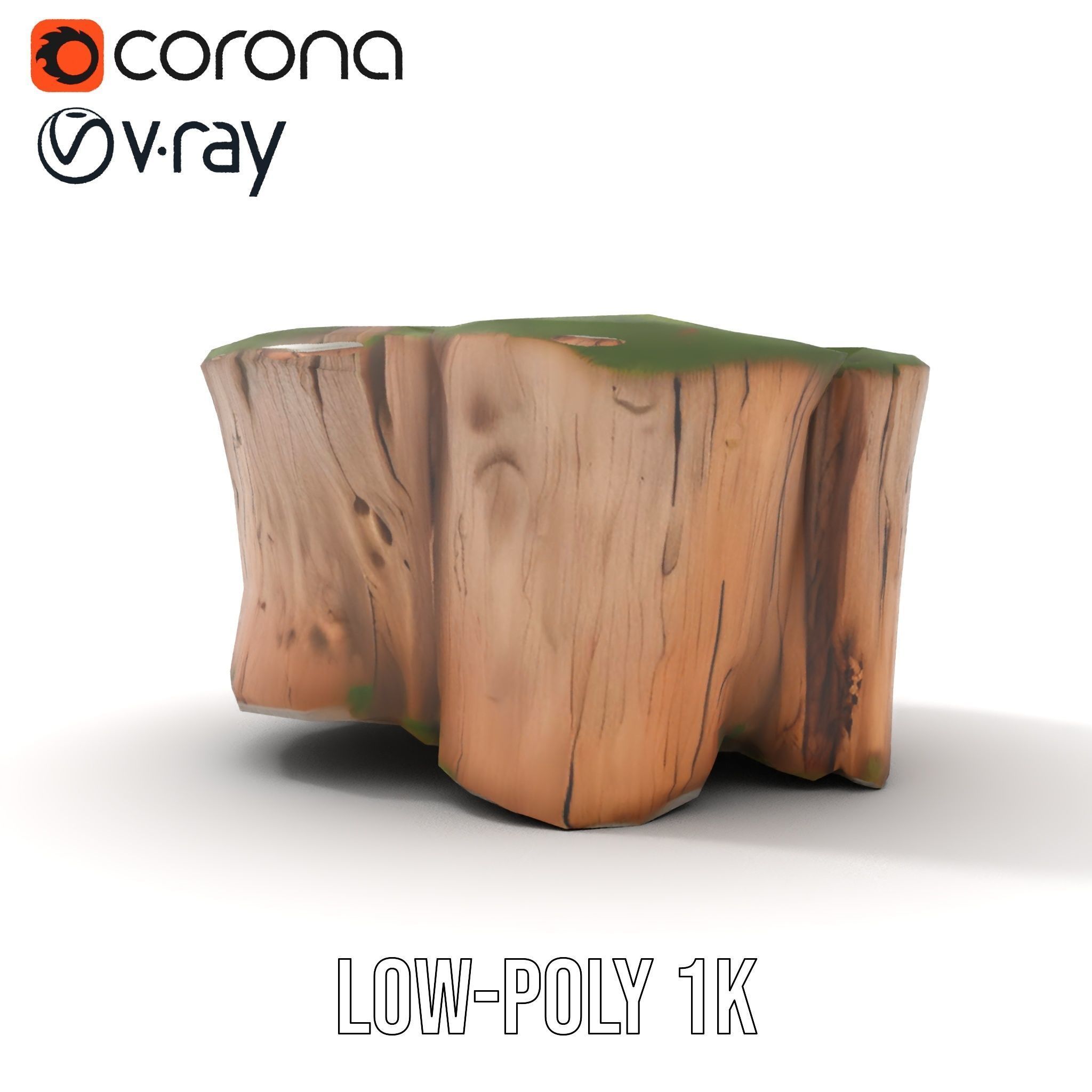 Mossy Tree Stump Model Pack with Natural Details Low-poly 3D model_14