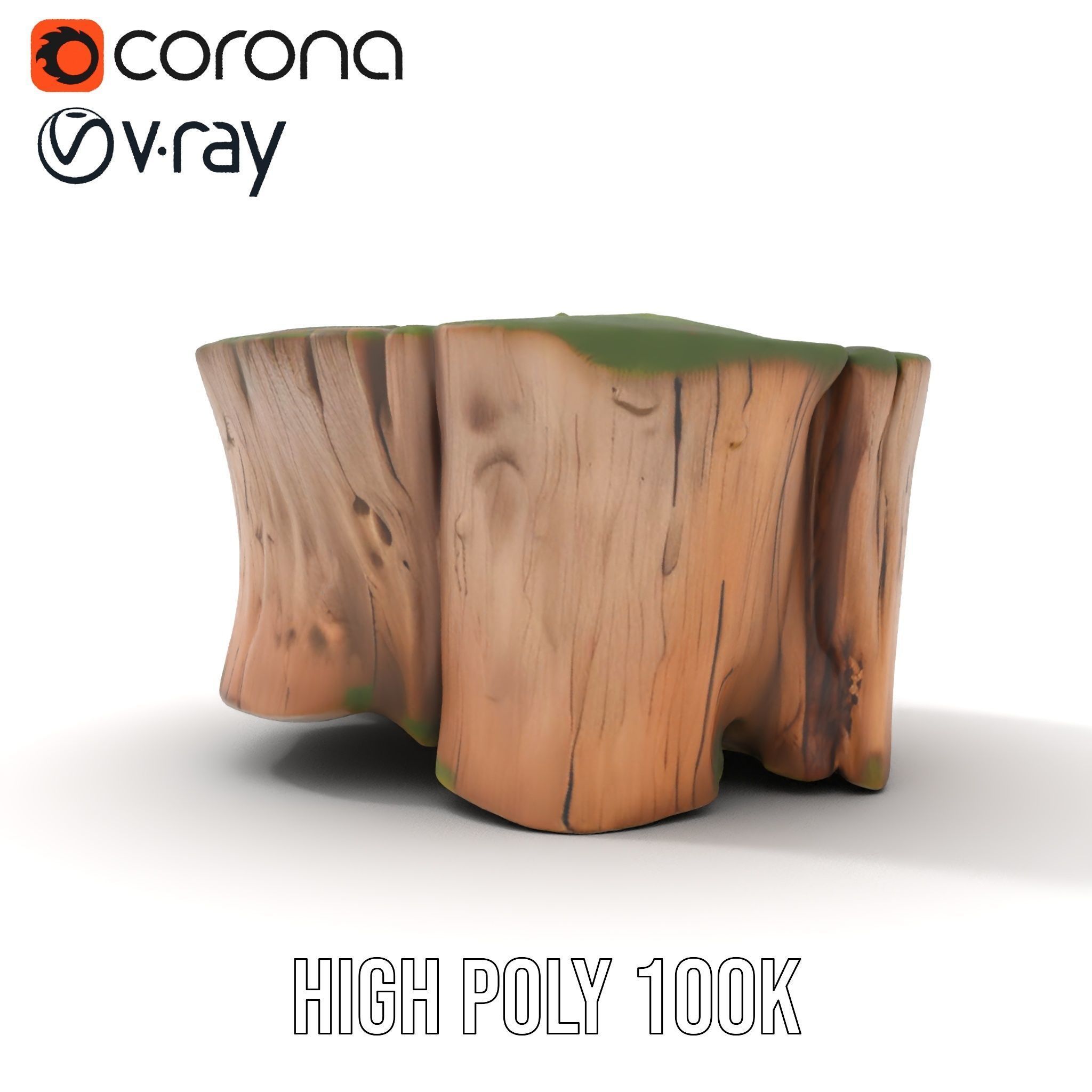 Mossy Tree Stump Model Pack with Natural Details Low-poly 3D model_23