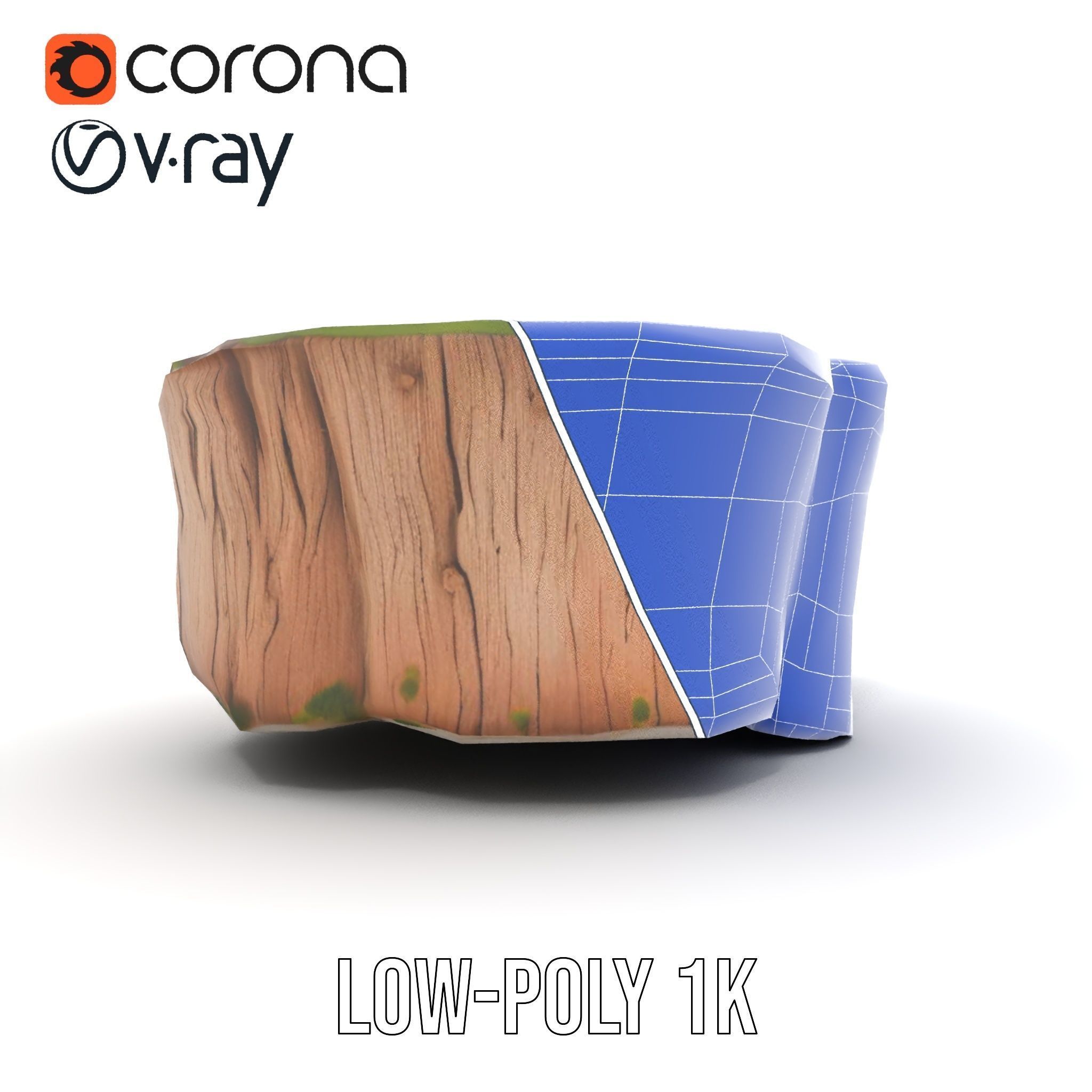 Mossy Tree Stump Model Pack with Natural Details Low-poly 3D model_31