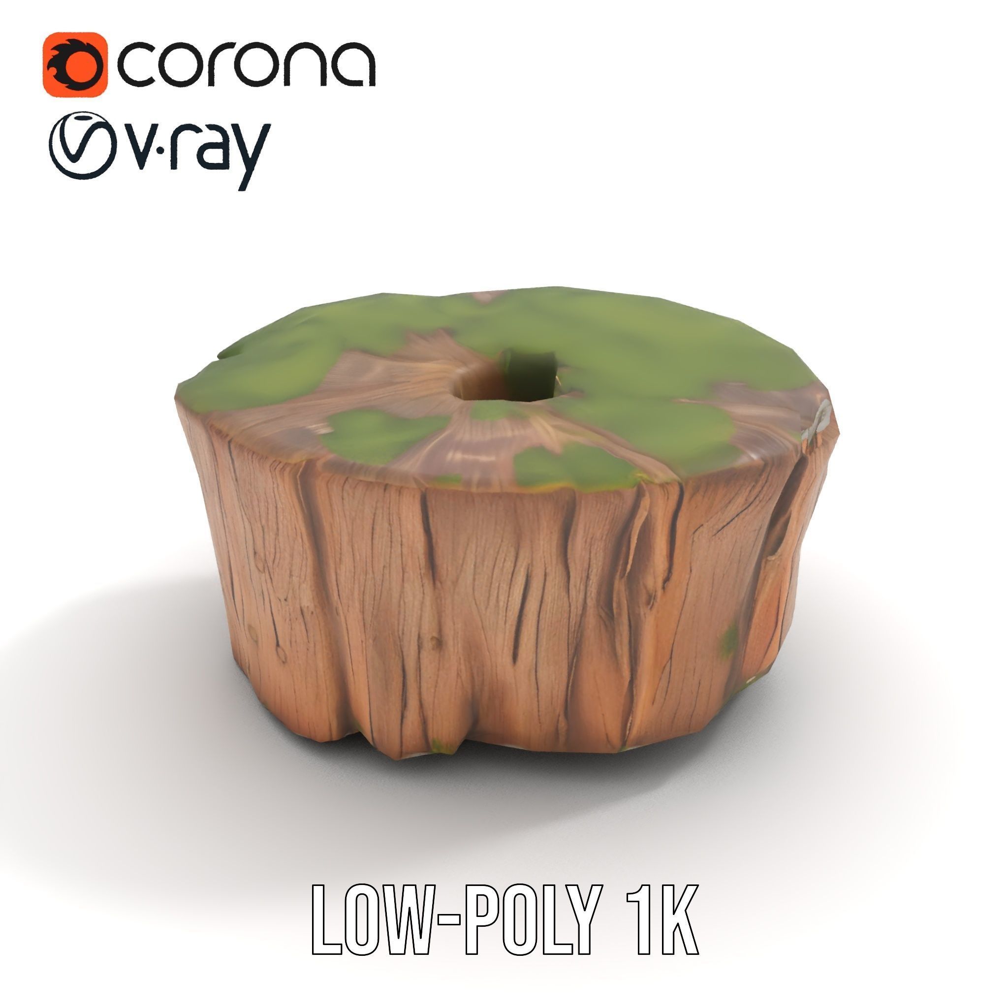 Mossy Tree Stump Model Pack with Natural Details Low-poly 3D model_19