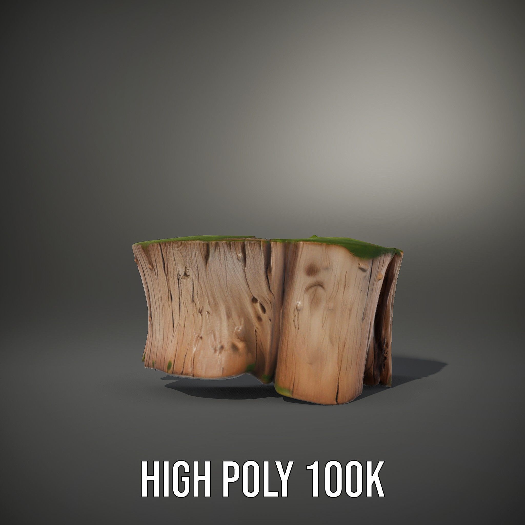 Mossy Tree Stump Model Pack with Natural Details Low-poly 3D model_10