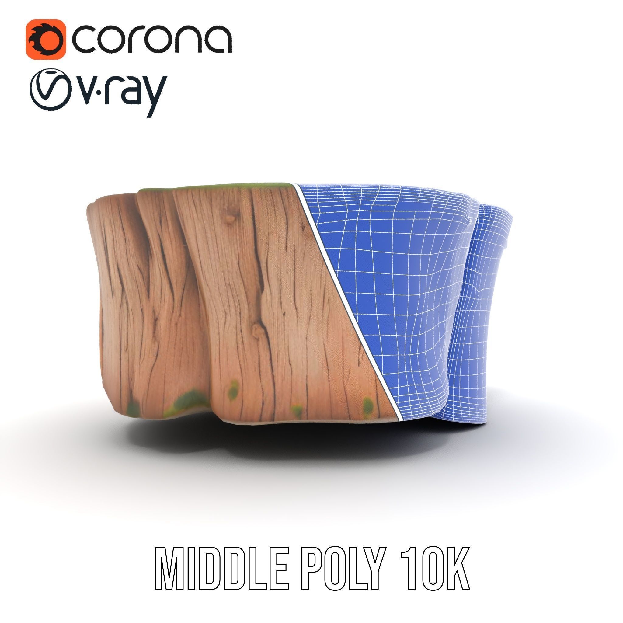 Mossy Tree Stump Model Pack with Natural Details Low-poly 3D model_30