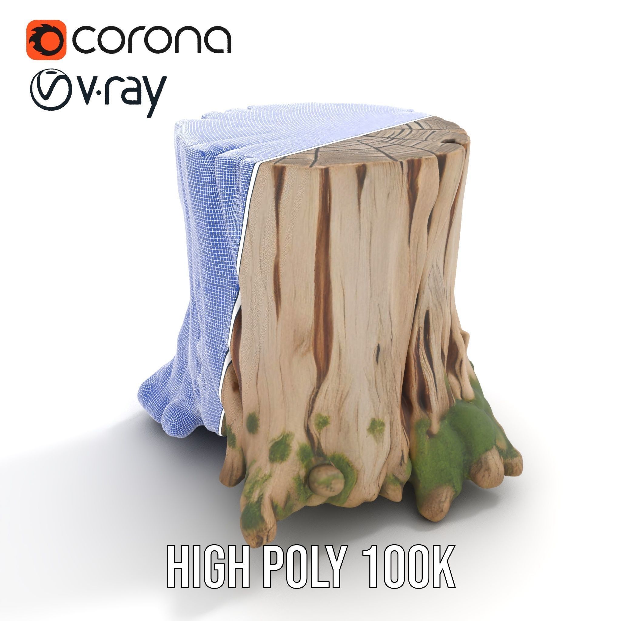 Tree Stump with Moss Model Pack for D Projects Low-poly 3D model_23