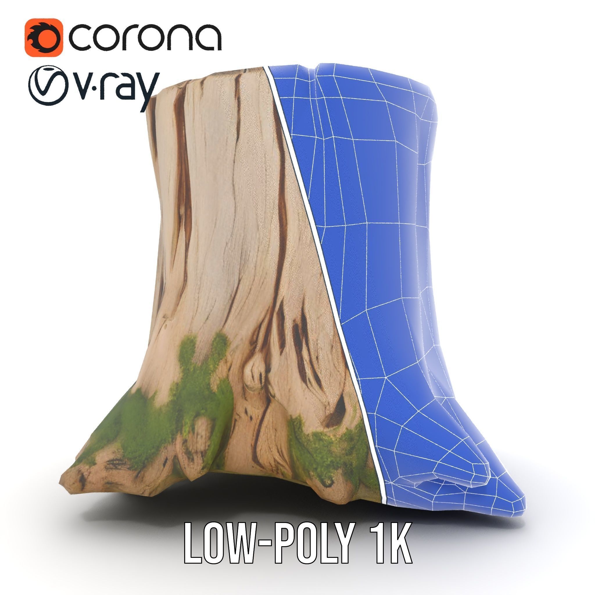 Tree Stump with Moss Model Pack for D Projects Low-poly 3D model_30