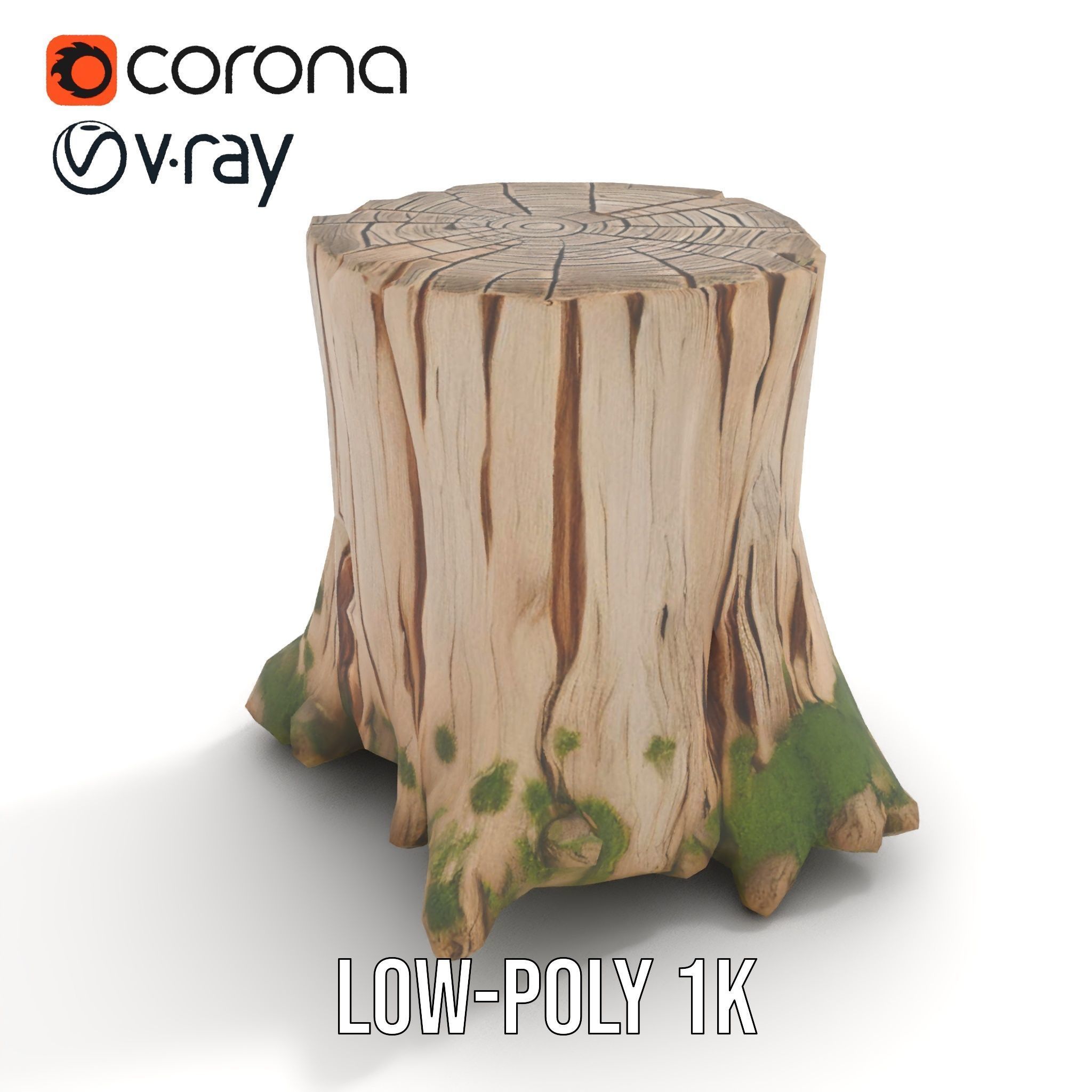 Tree Stump with Moss Model Pack for D Projects Low-poly 3D model_14